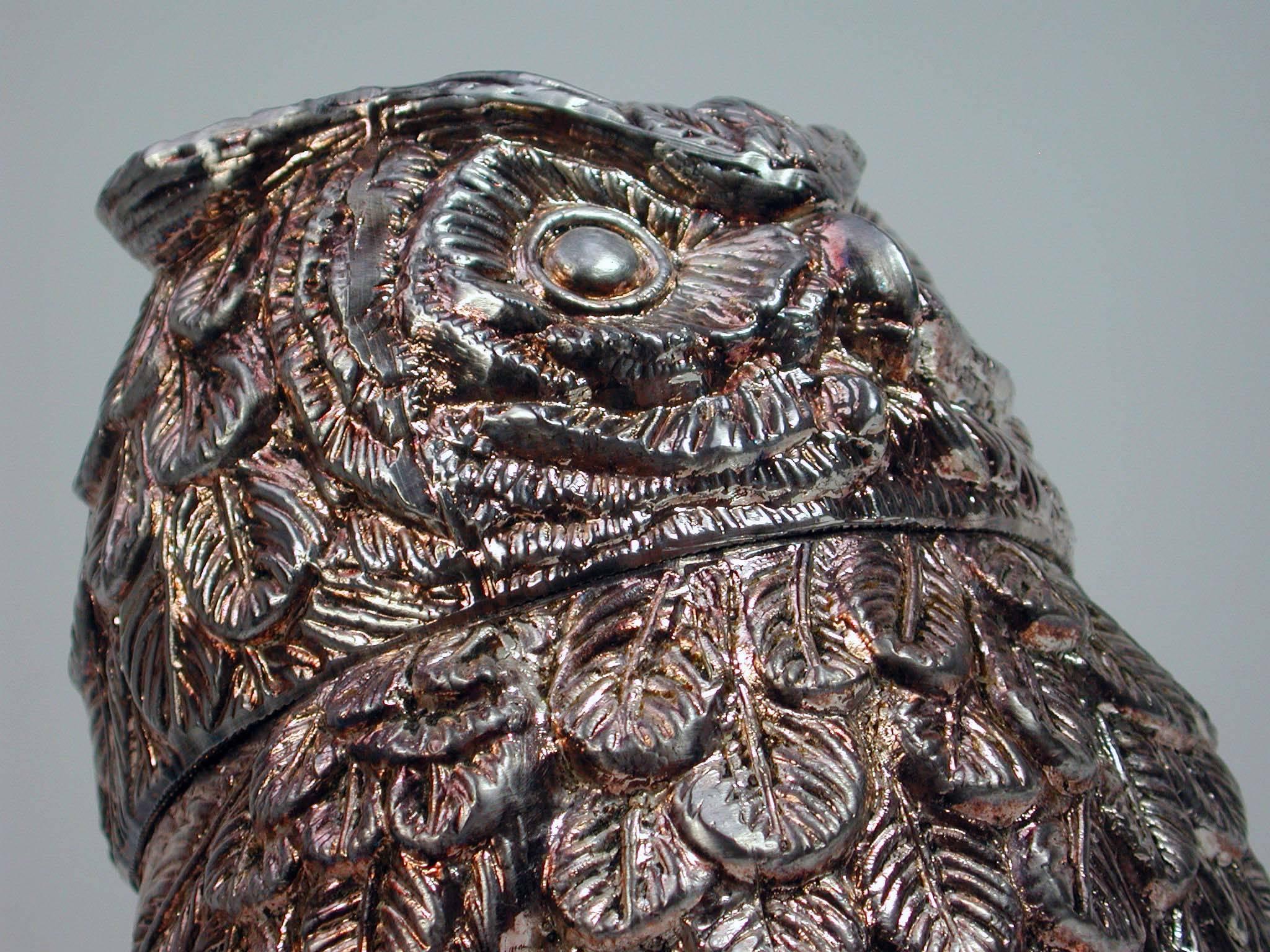 Mid-20th Century Italian Mauro Manetti Silver Plated Owl Ice Bucket, 1960s