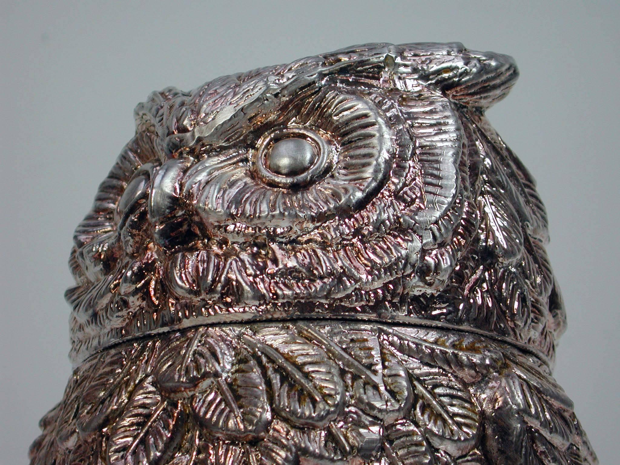 Italian Mauro Manetti Silver Plated Owl Ice Bucket, 1960s 1