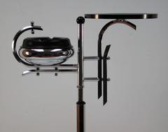 French Art Deco Chrome Bakelite Smokers Stand Floor Ashtray, 1930s