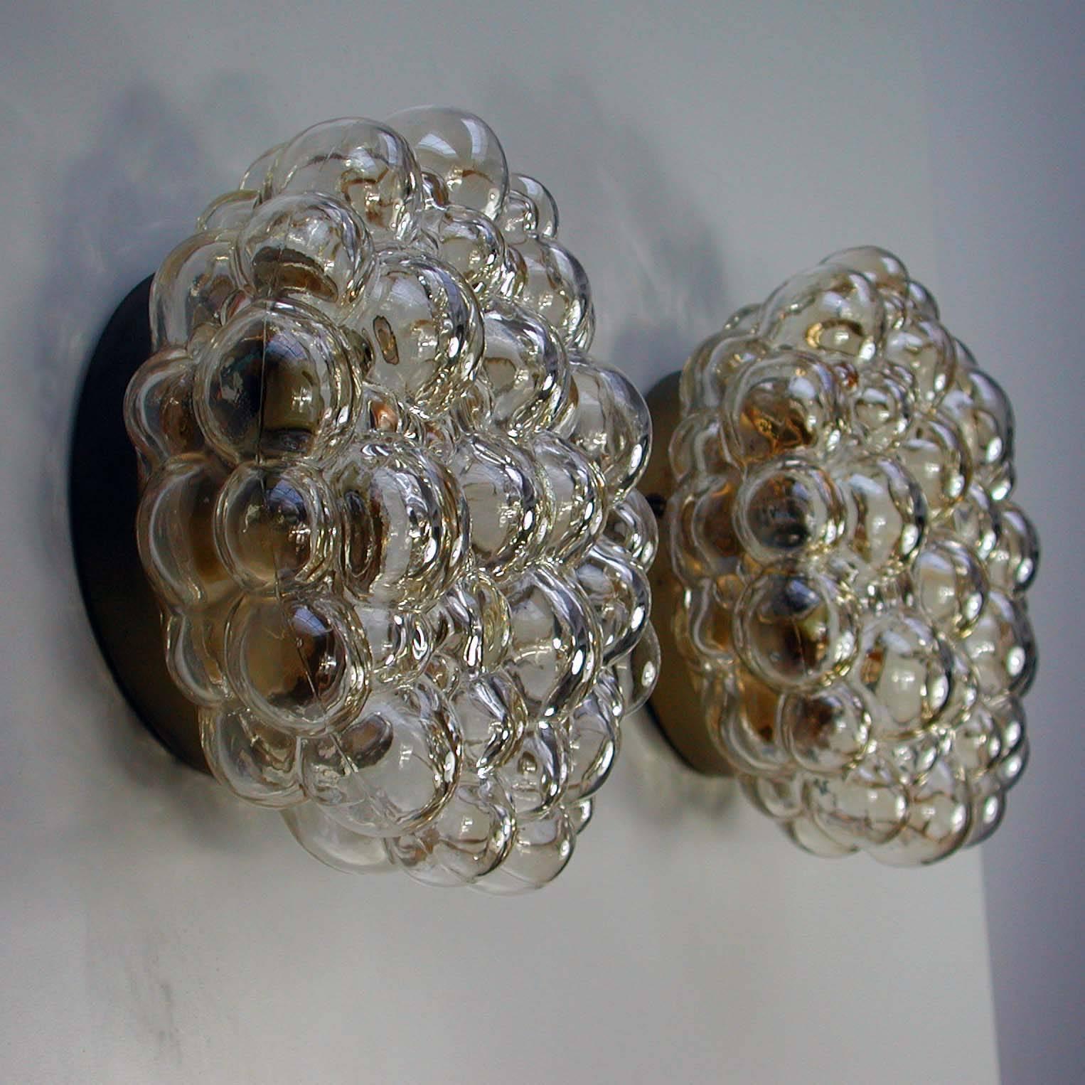 German Helena Tynell Amber Bubble Flush Mount Sconce for Limburg, 1960s
