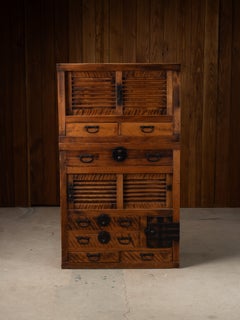 19th Century Japanese Meiji Era Two Piece Choba Dansu Tansu Merchant Chest