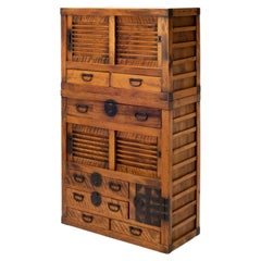 19th Century Japanese Meiji Era Two Piece Choba Dansu Tansu Merchant Chest