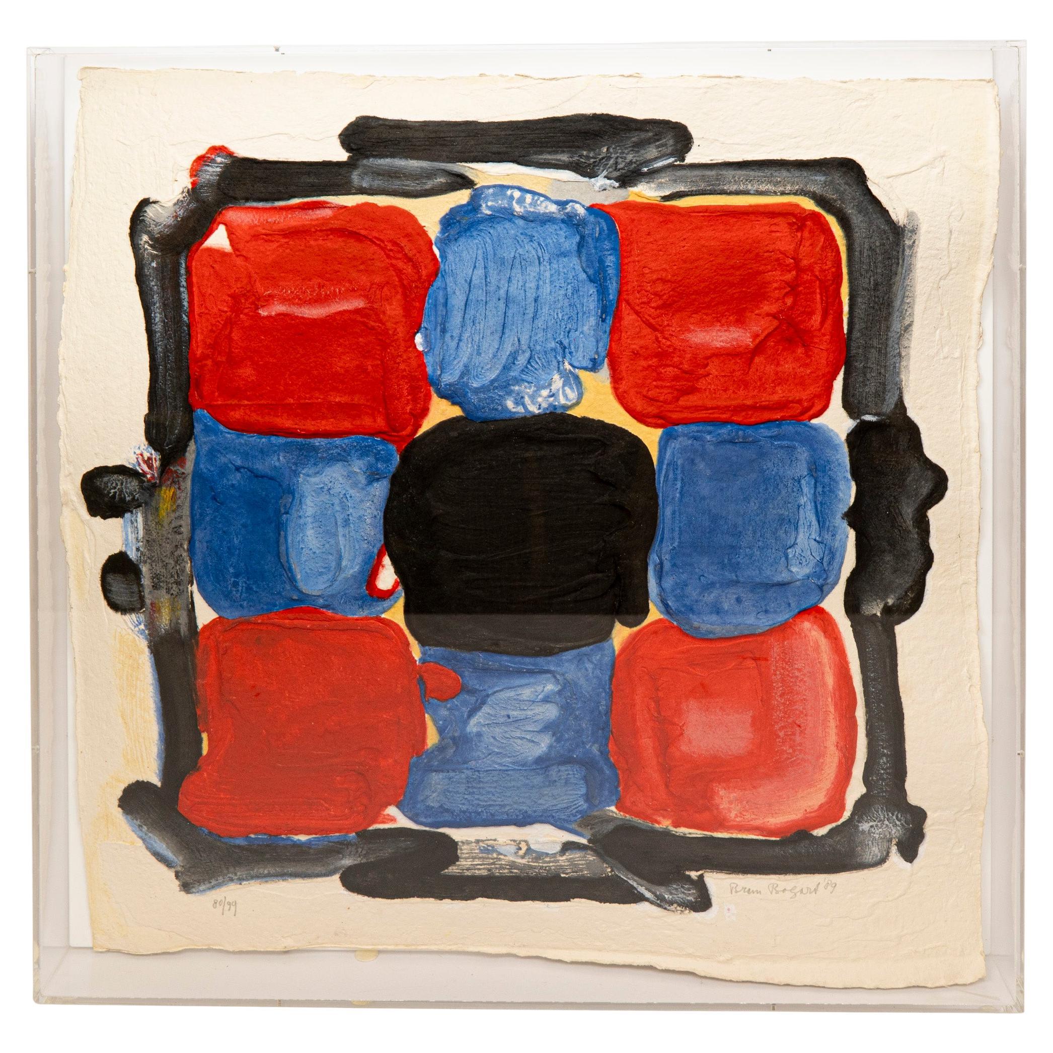Sin título (Composición cuadriculada en negro, rojo y azul), Bram Bogart (1989)