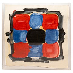 Sin título (Composición cuadriculada en negro, rojo y azul), Bram Bogart (1989)