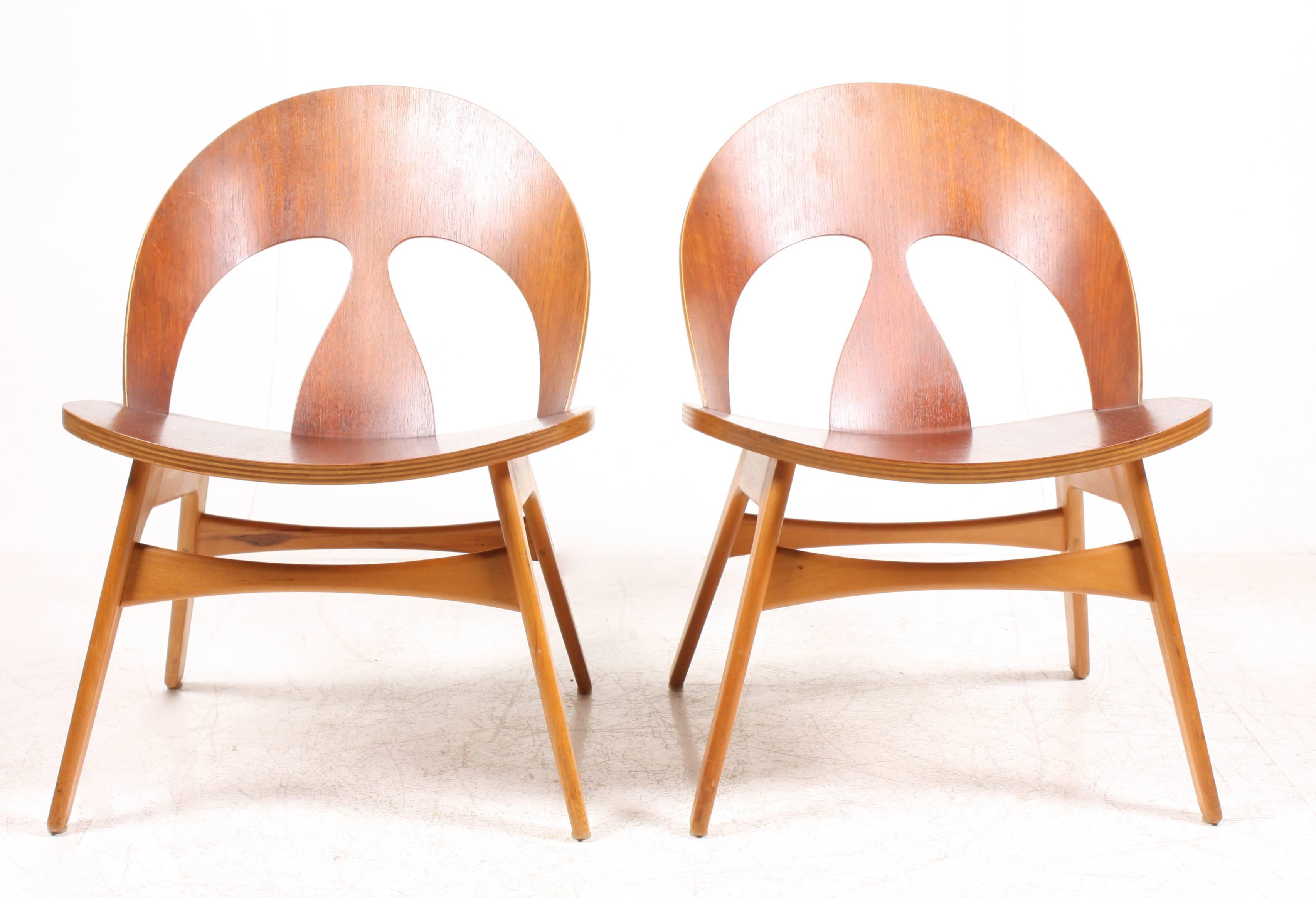 Pair of Rare Lounge Chairs by Børge Mogensen In Excellent Condition In Lejre, DK