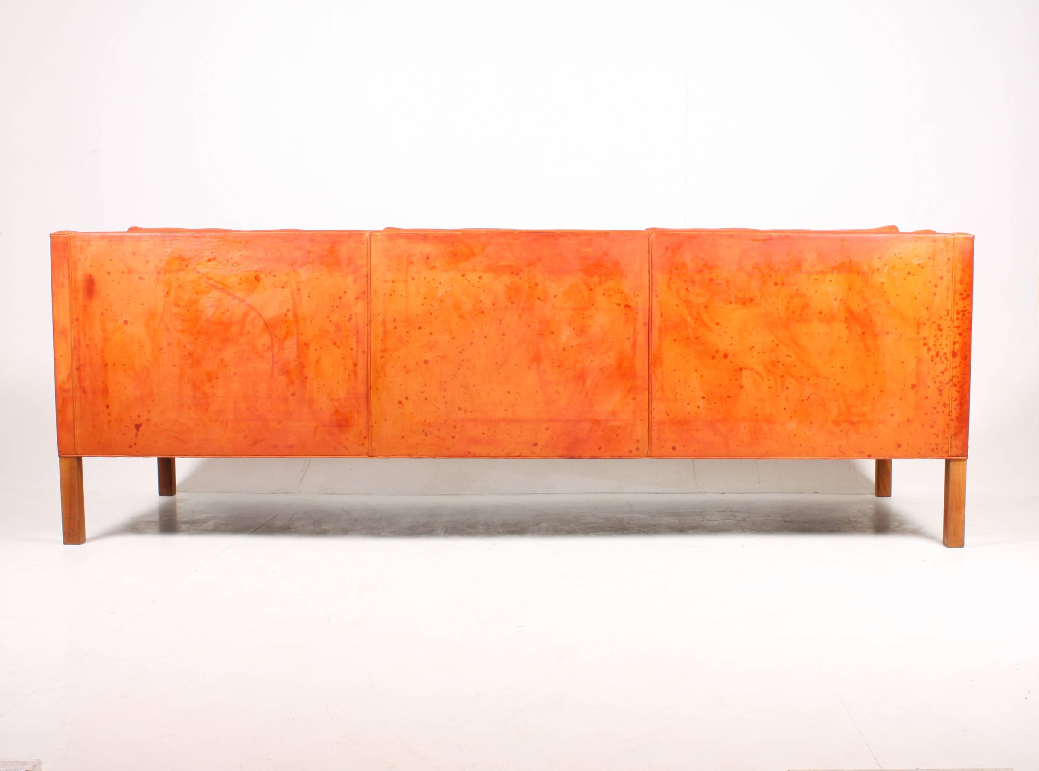 Danish Børge Mogensen Sofa in Patinated Leather