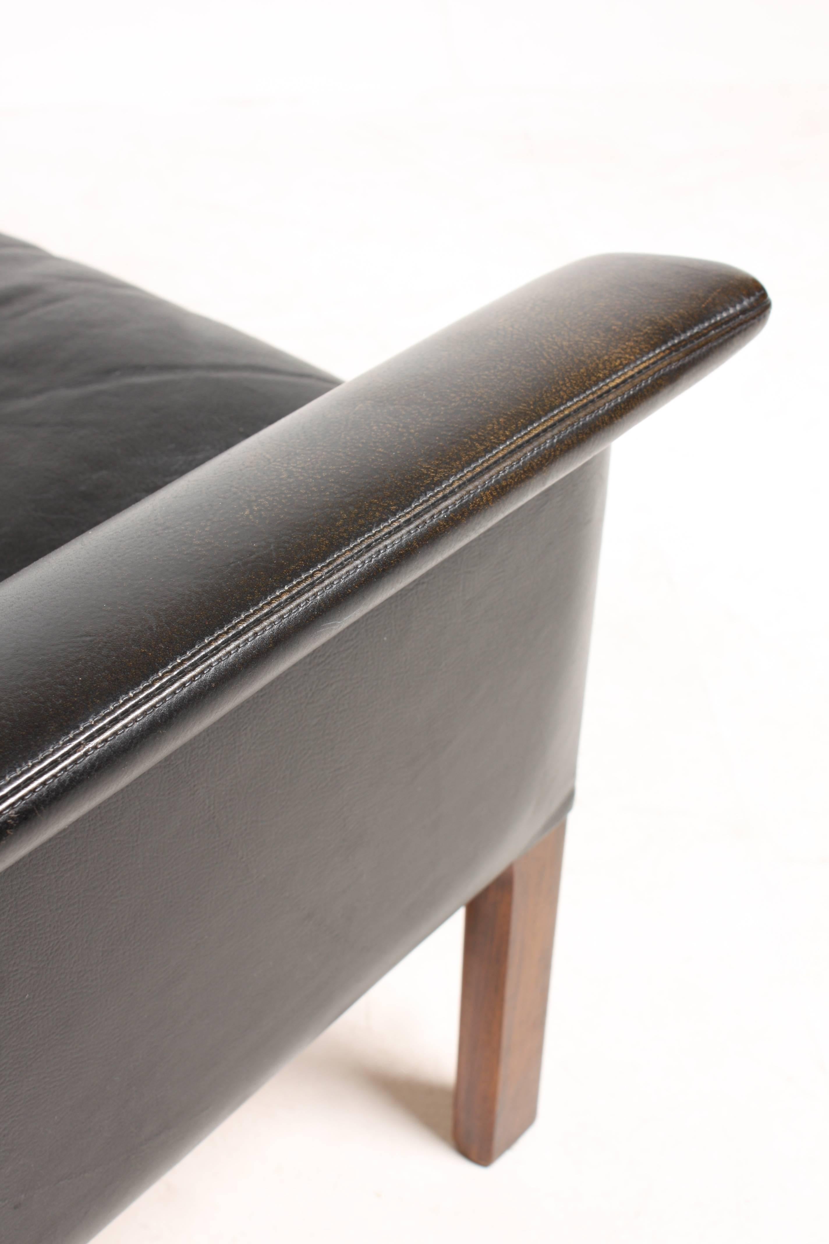 Scandinavian Modern Sofa in Patinated Leather by Hans Olsen