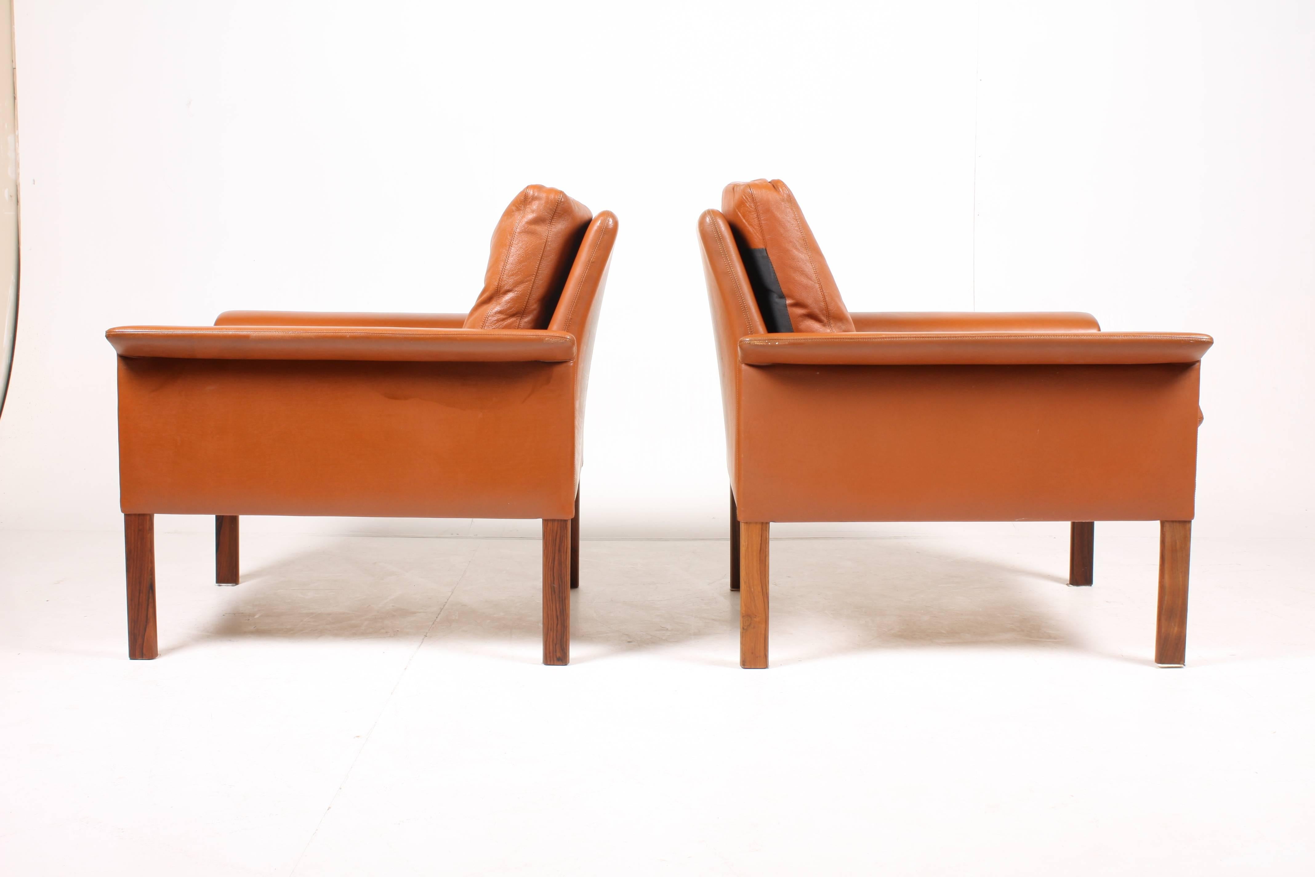 Danish Pair of Lounge Chairs by Hans Olsen