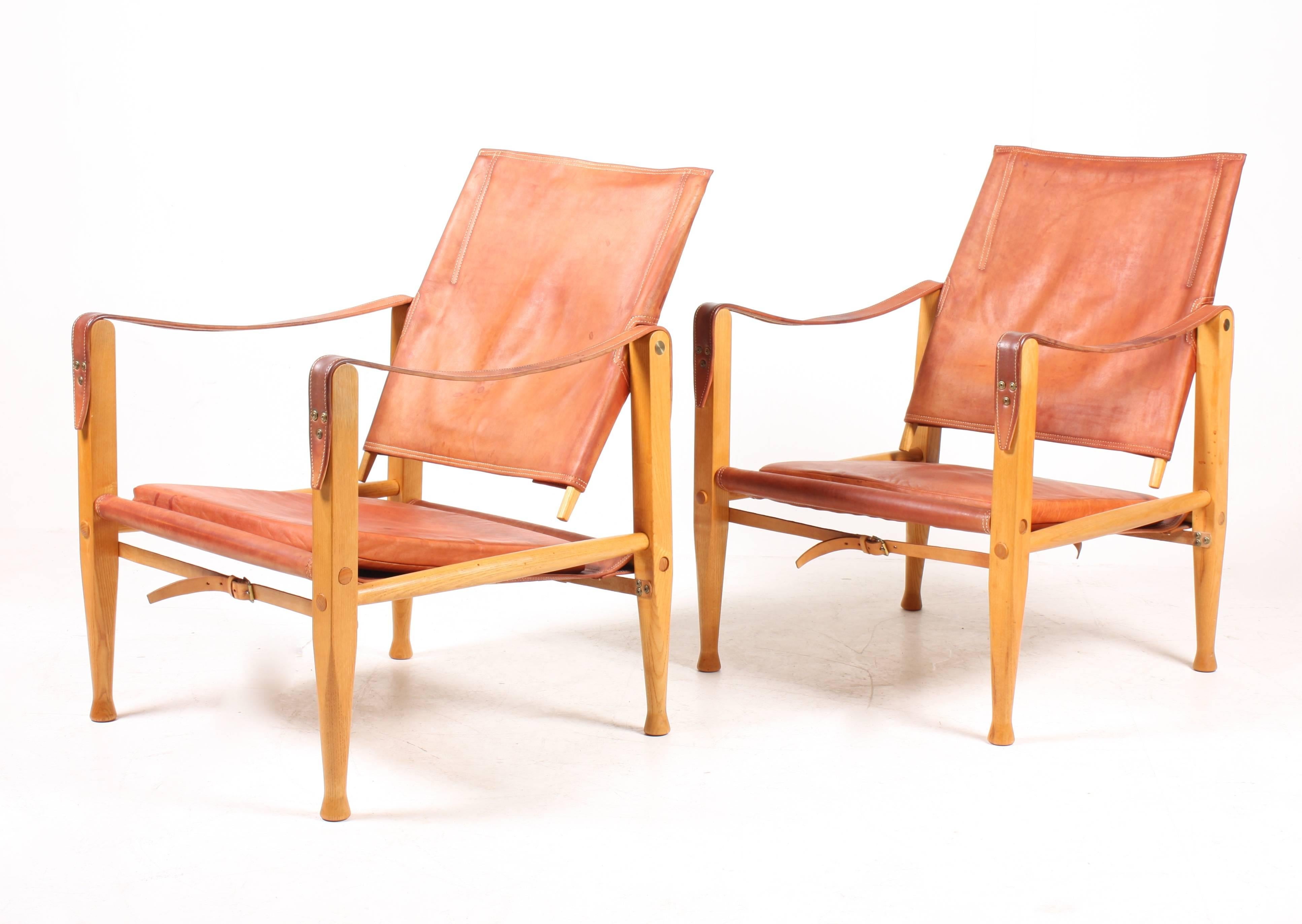 Danish Pair of Safari Chairs by Klint