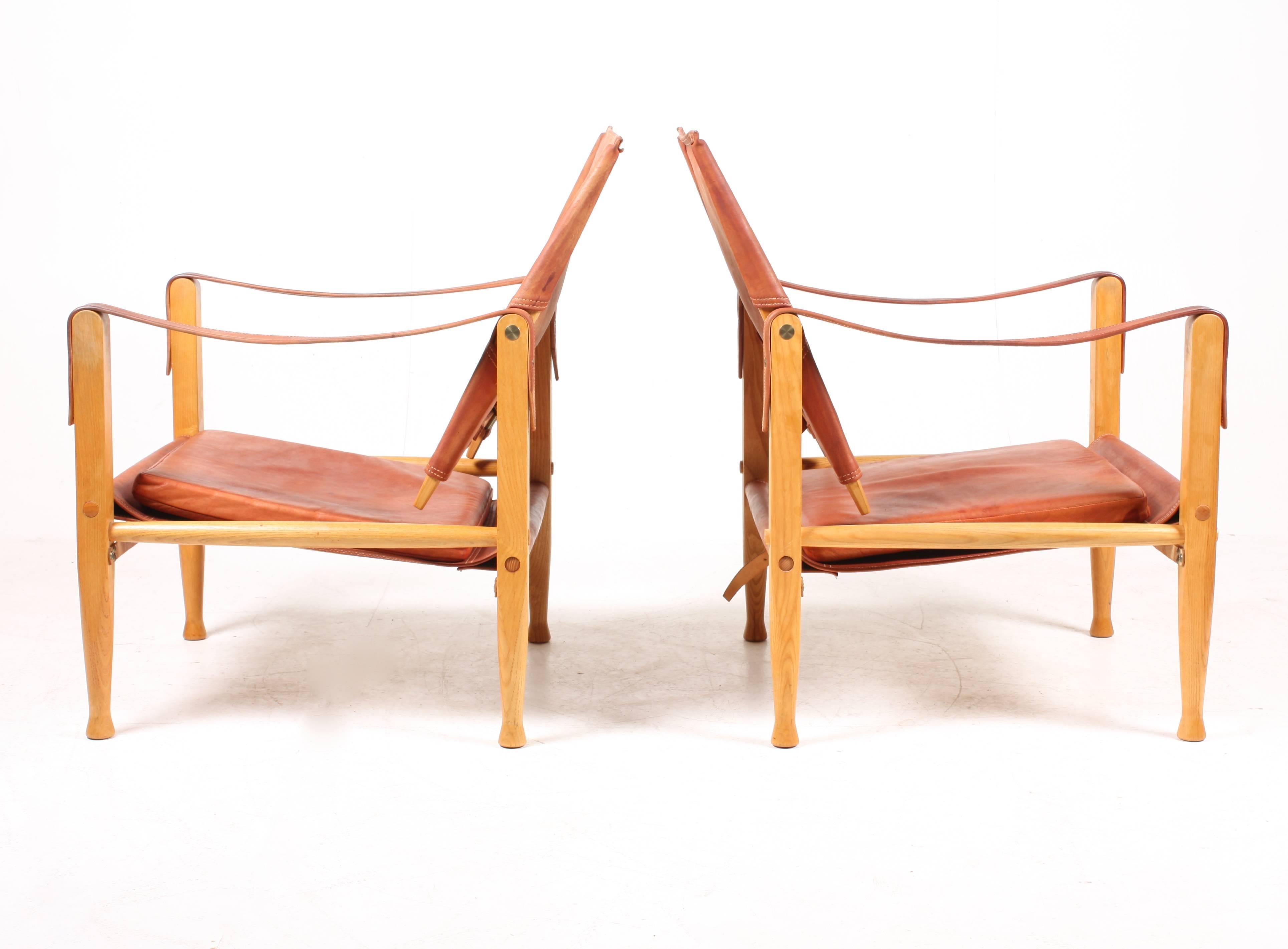 Leather Pair of Safari Chairs by Klint