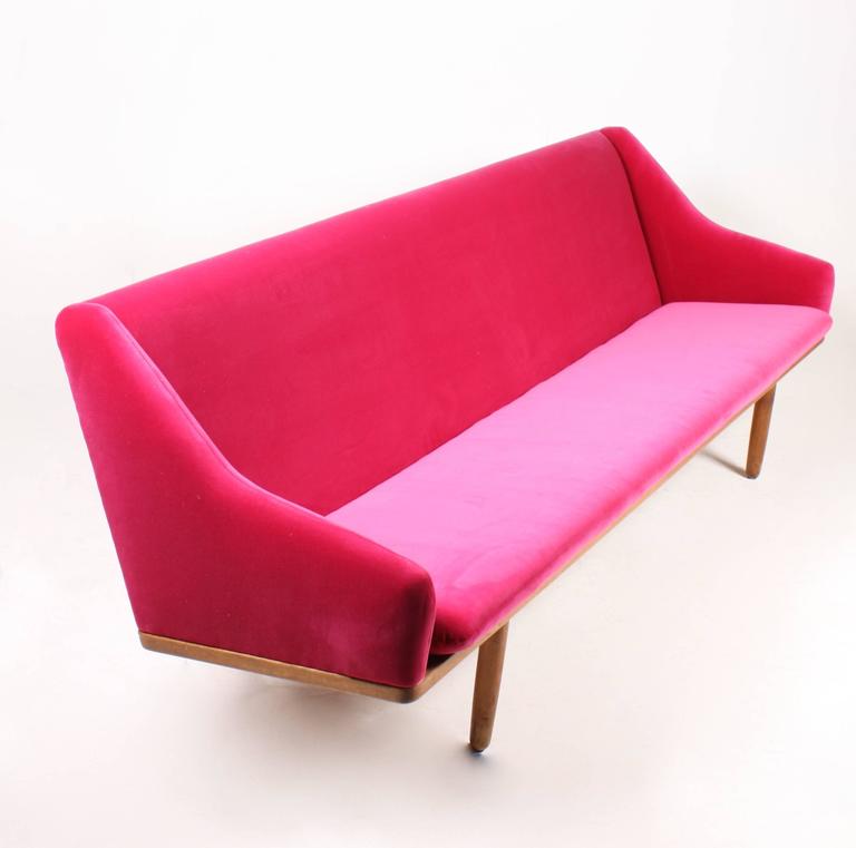 Elegant FourSeat Fuchsia Velvet Sofa For Sale at 1stDibs