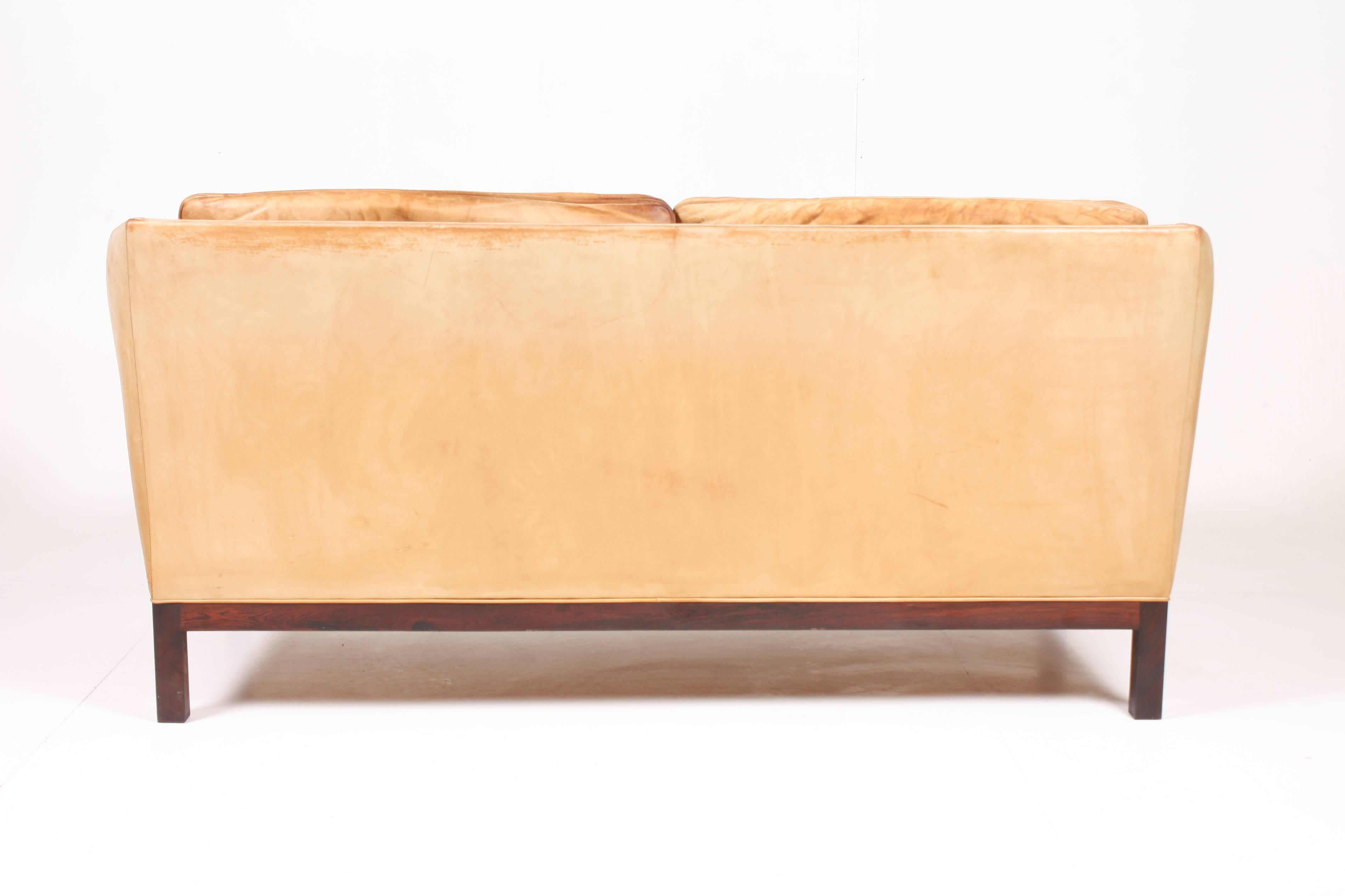 Scandinavian Modern Sofa in Patinated Leather by Illum Wikkelsø