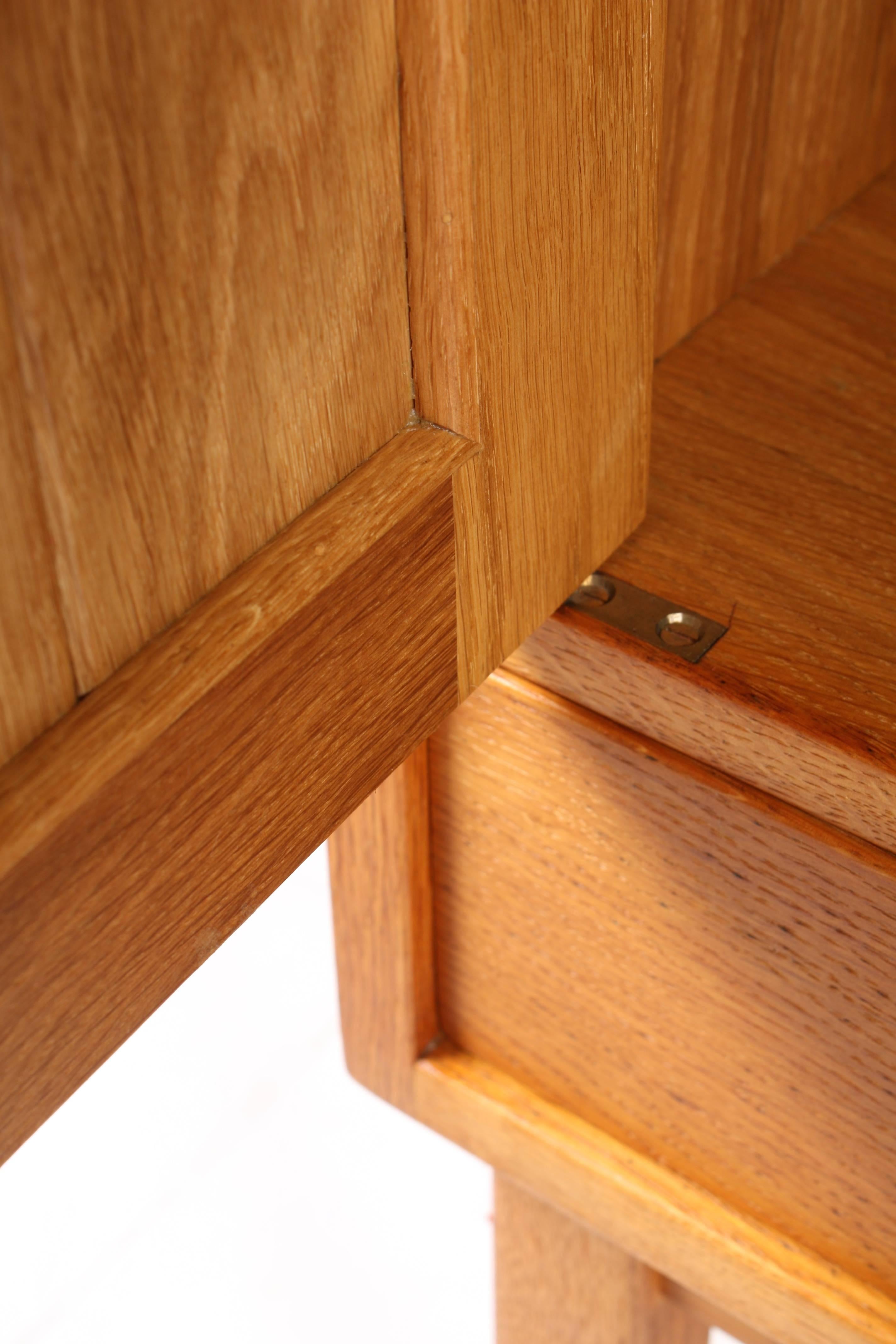 Brass Pair of Solid Oak Cabinets by Kurt Ostervig