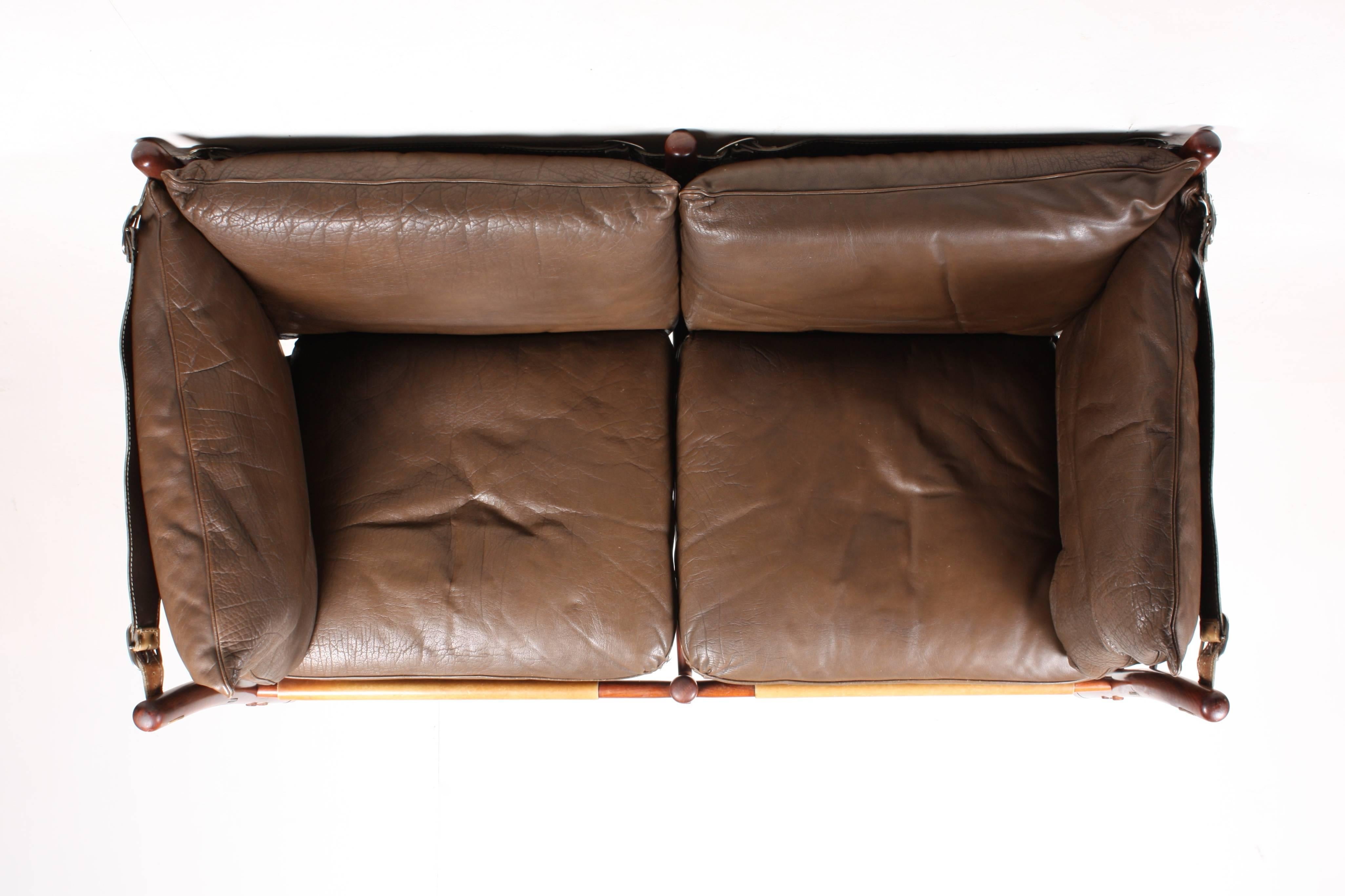 Ilona Sofa in Patinated Leather by Arne Norell 1