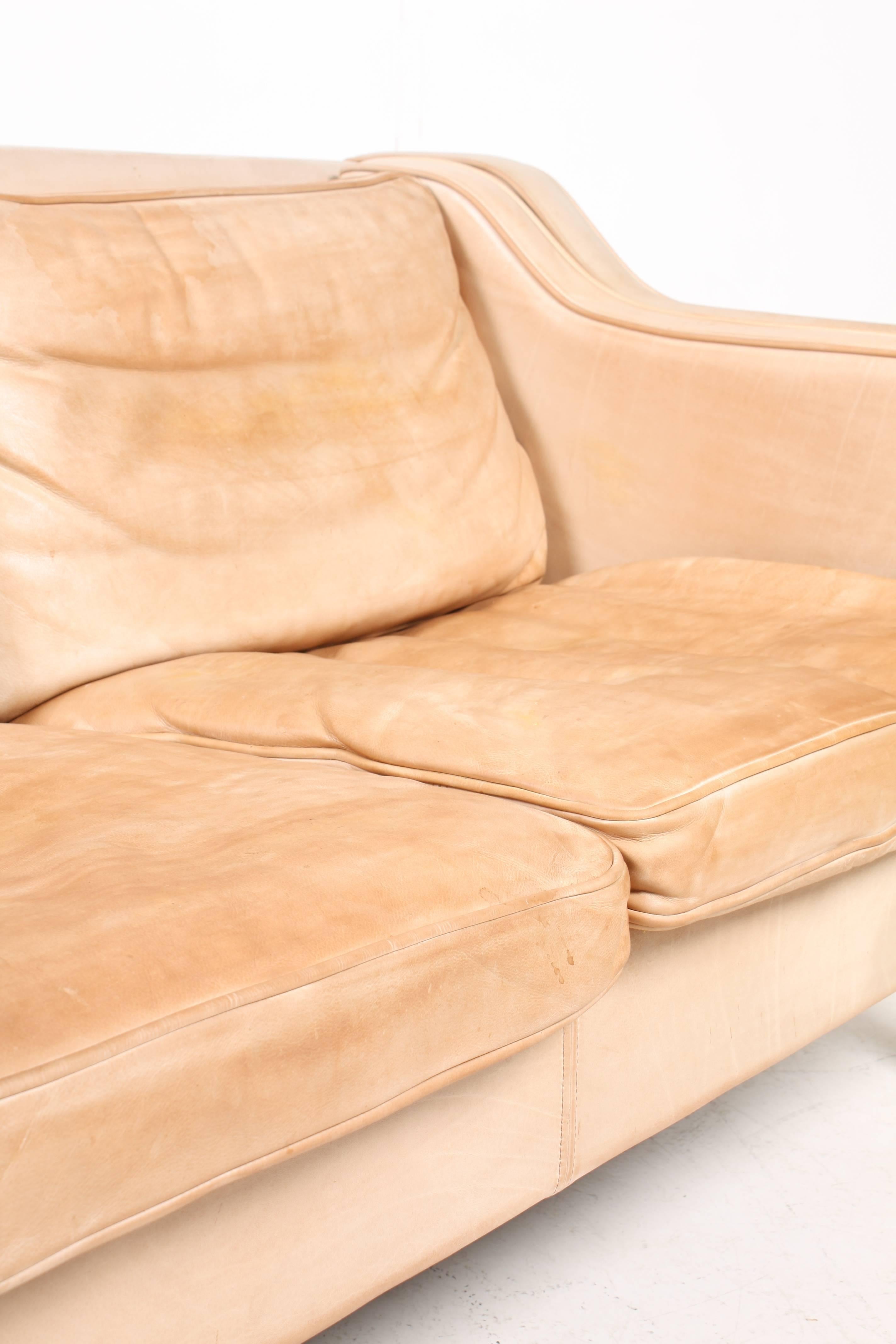 Late 20th Century Danish Leather Sofa by Mogens Hansen