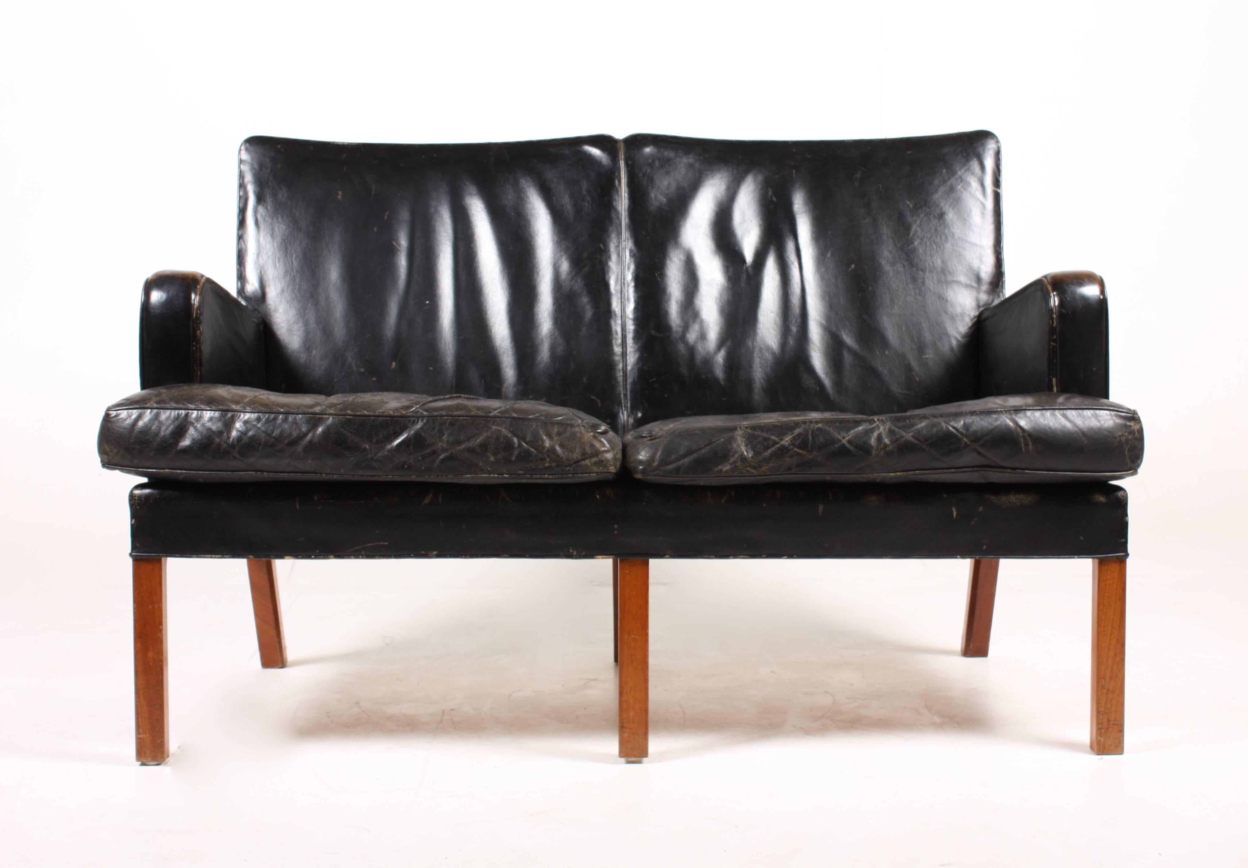 Danish Pristine Leather Sofa by Kaare Klinnt