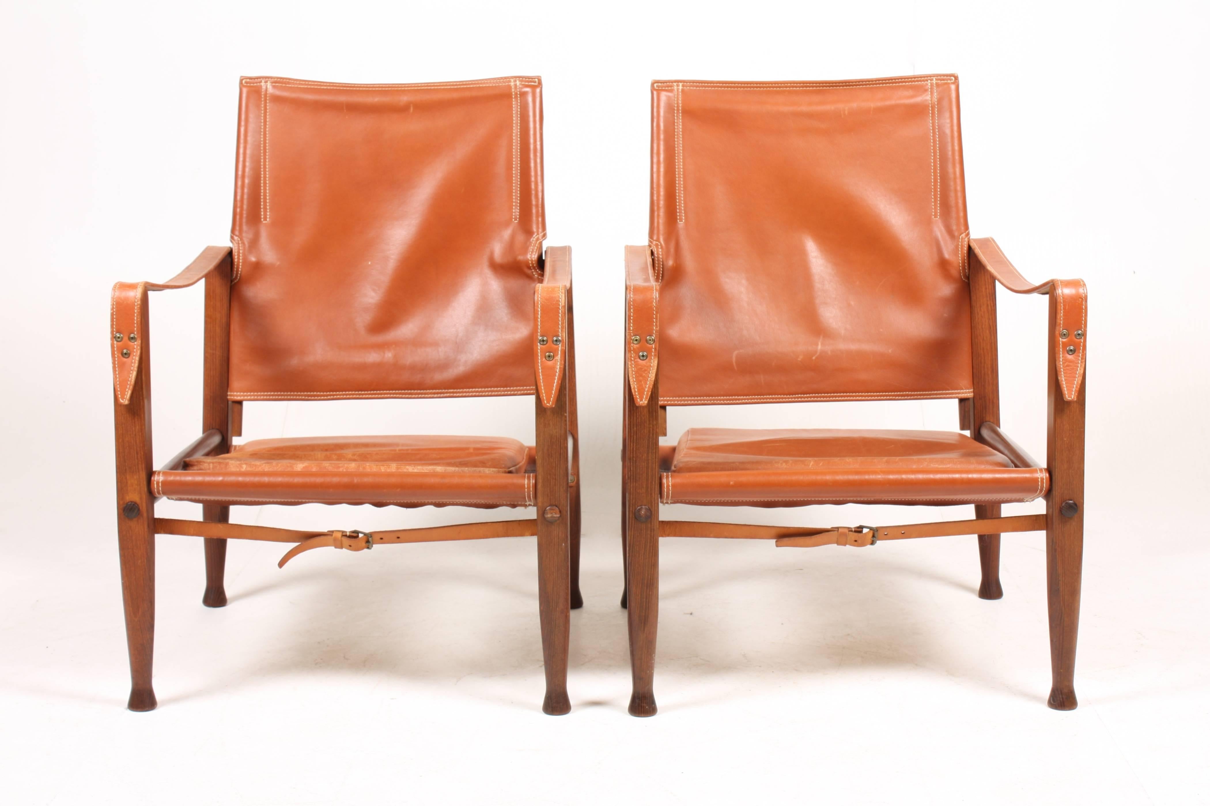 Scandinavian Modern Pair of Pristine Safari Chairs by Kaare Klint