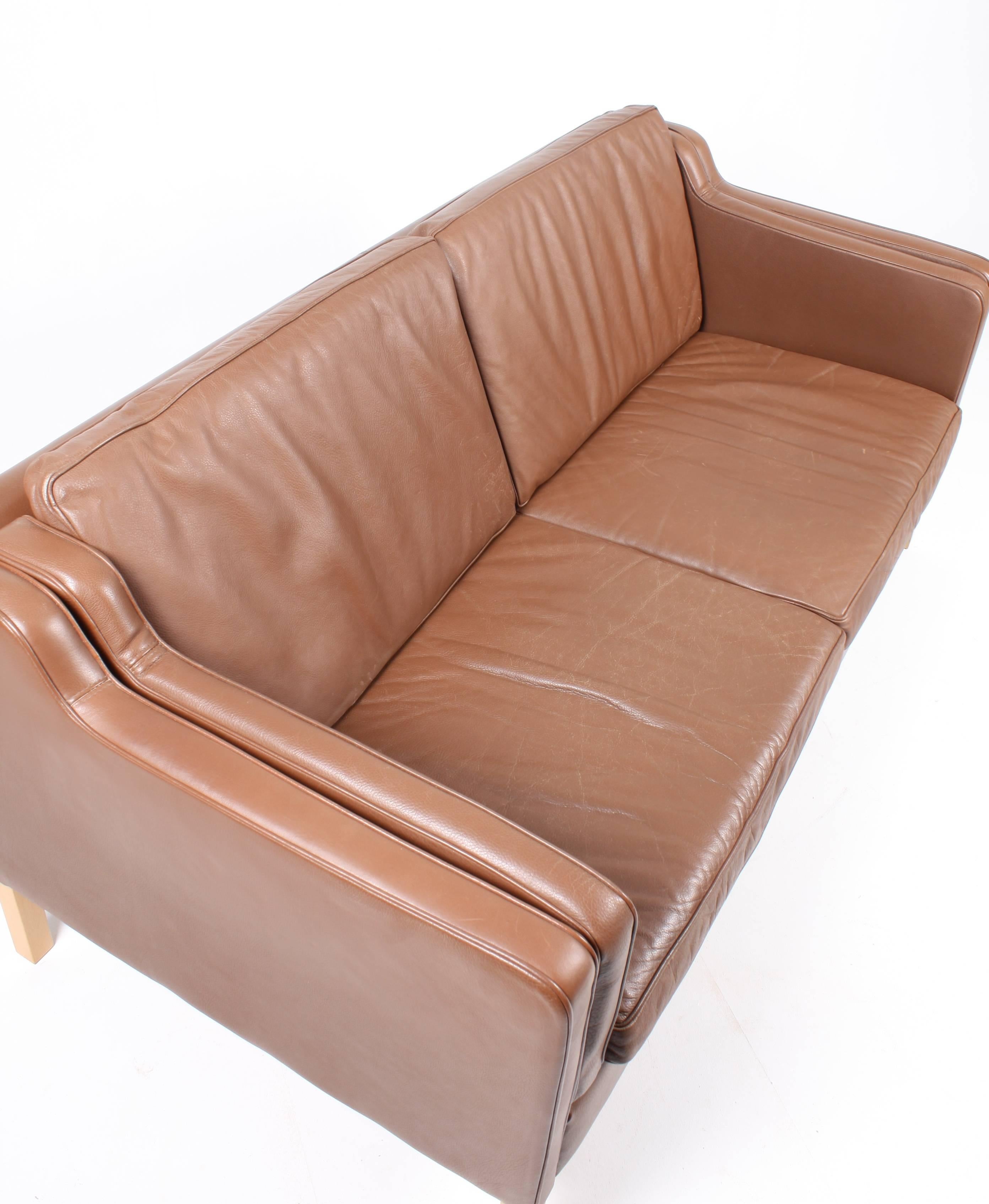 Leather Danish Two-Seat Sofa