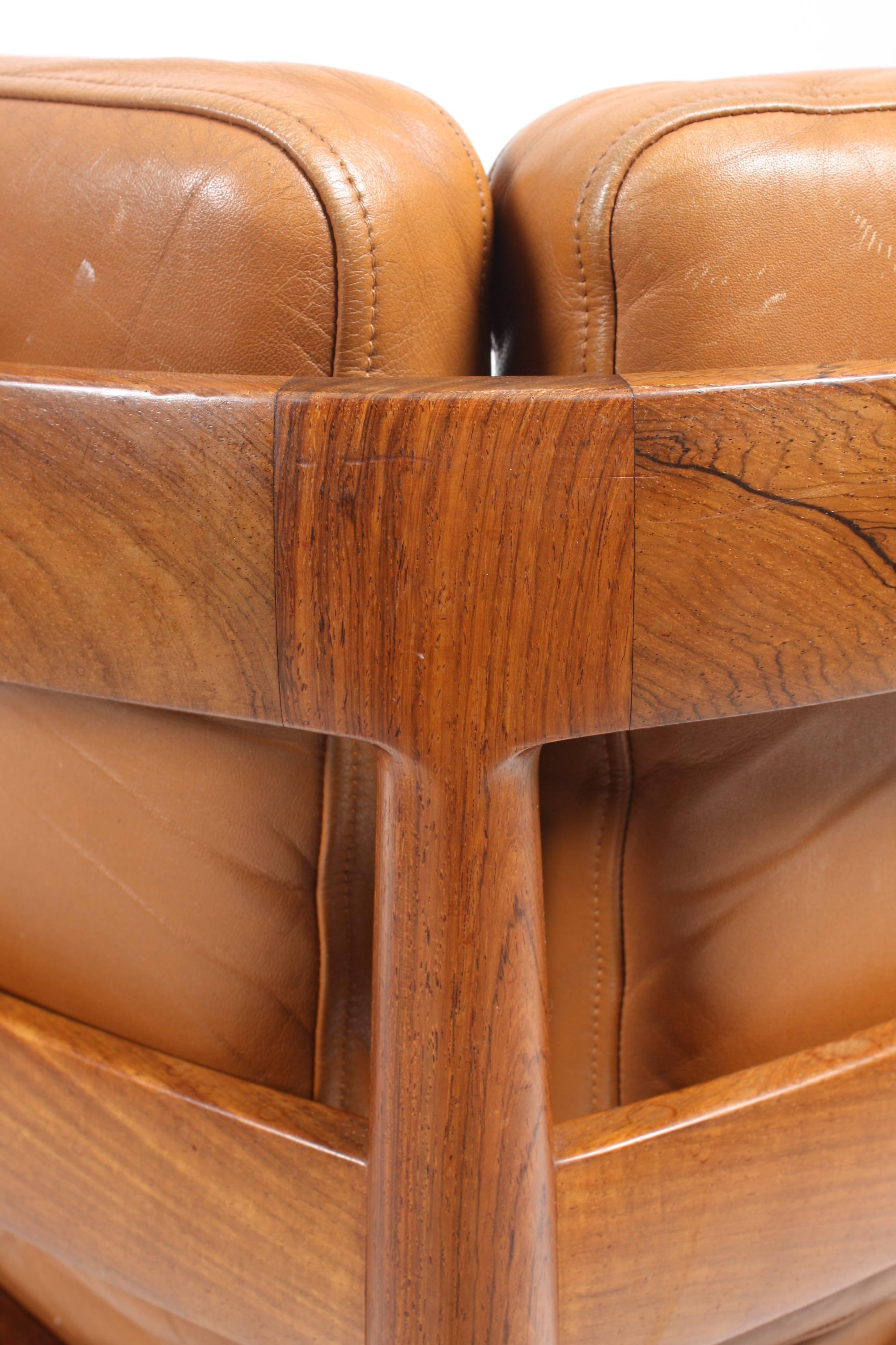 Mid-20th Century Pair of Lounge Chairs with Ottoman