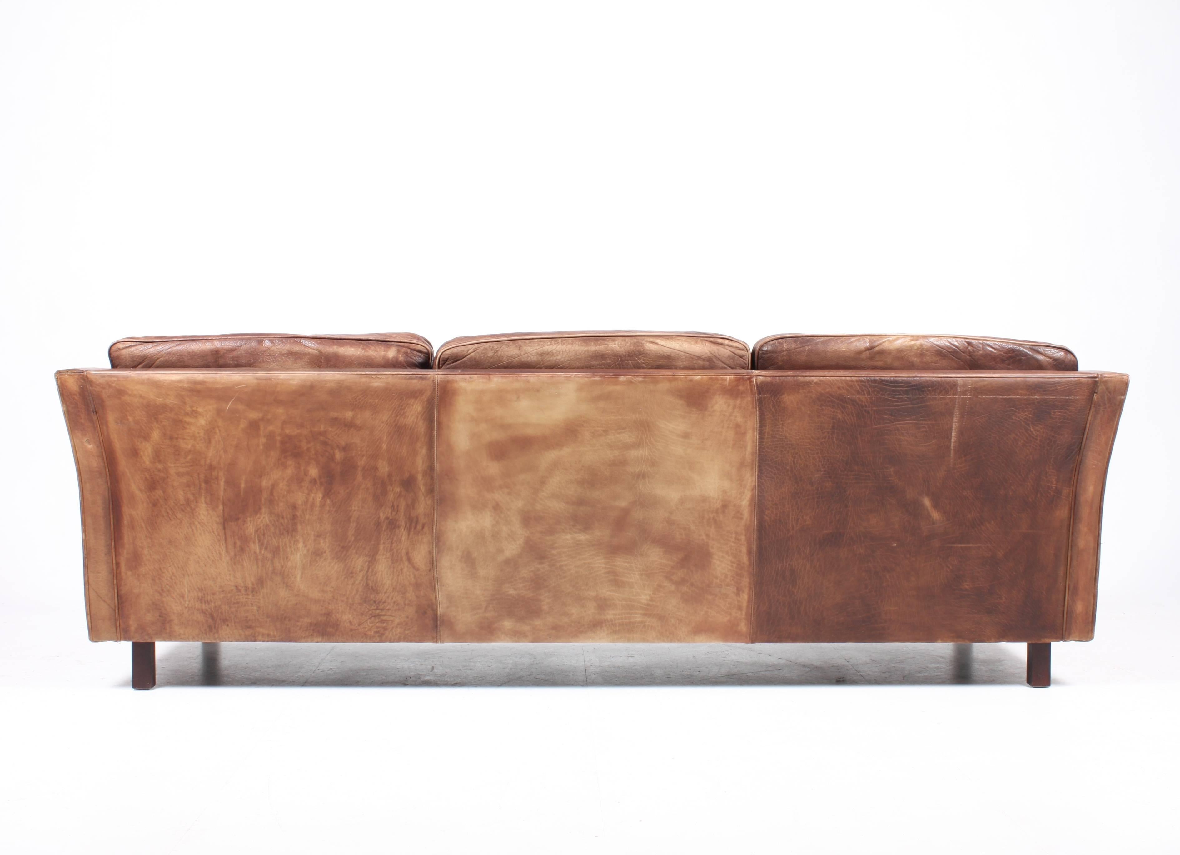 Danish Sofa in Patinated Leather 2