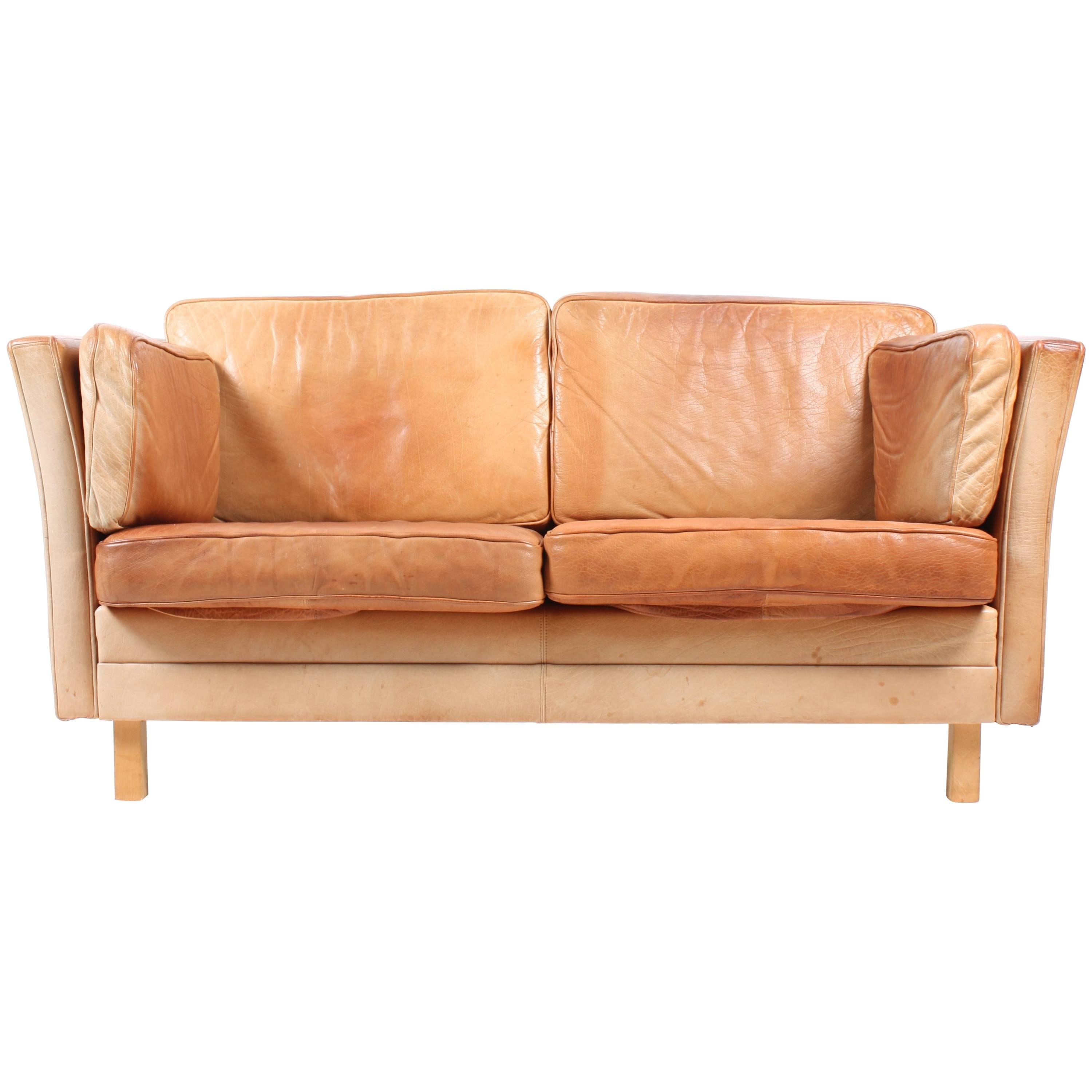 Danish Sofa in Patinated Leather