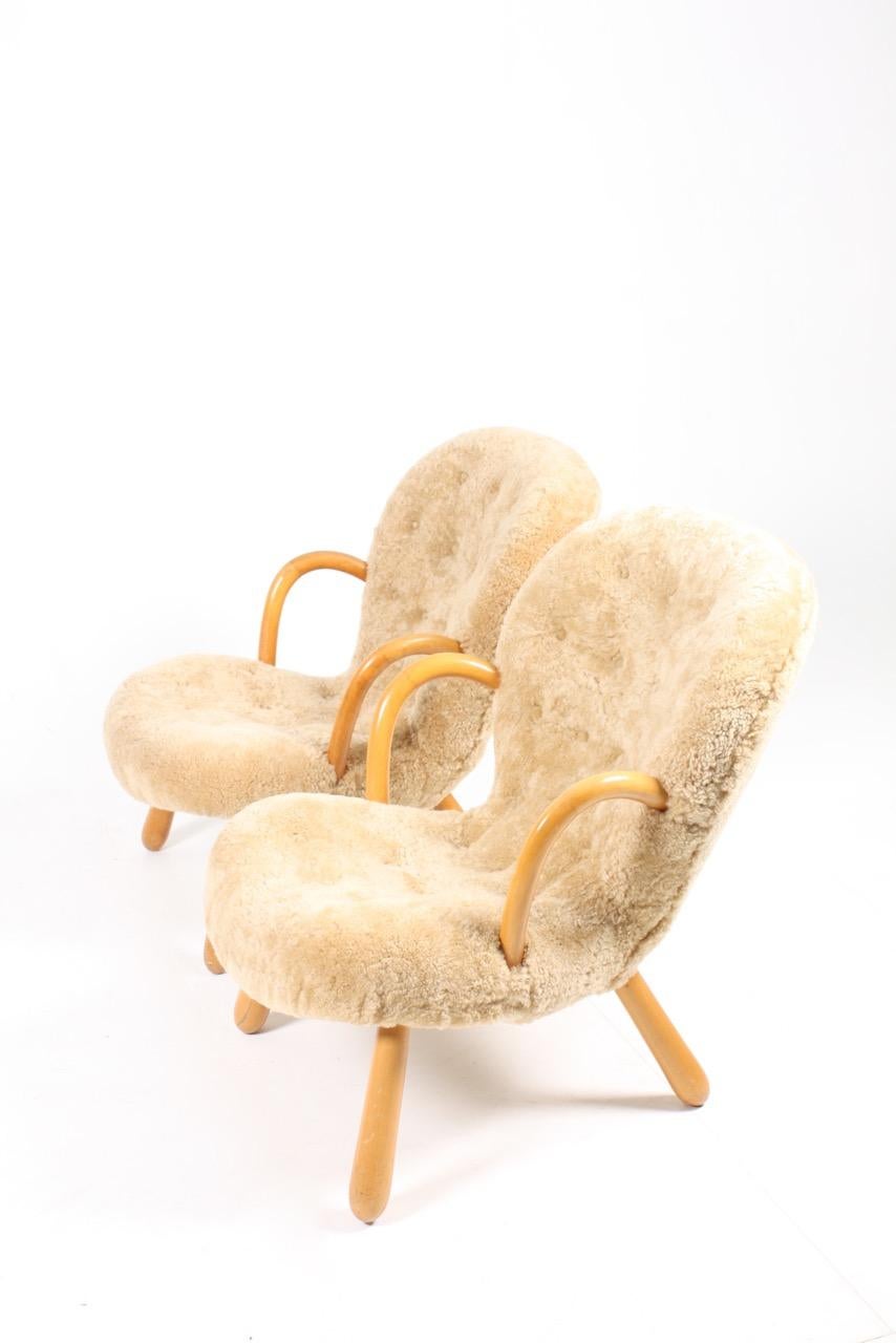 Danish Pair of Clam Chairs by Philip Arctander