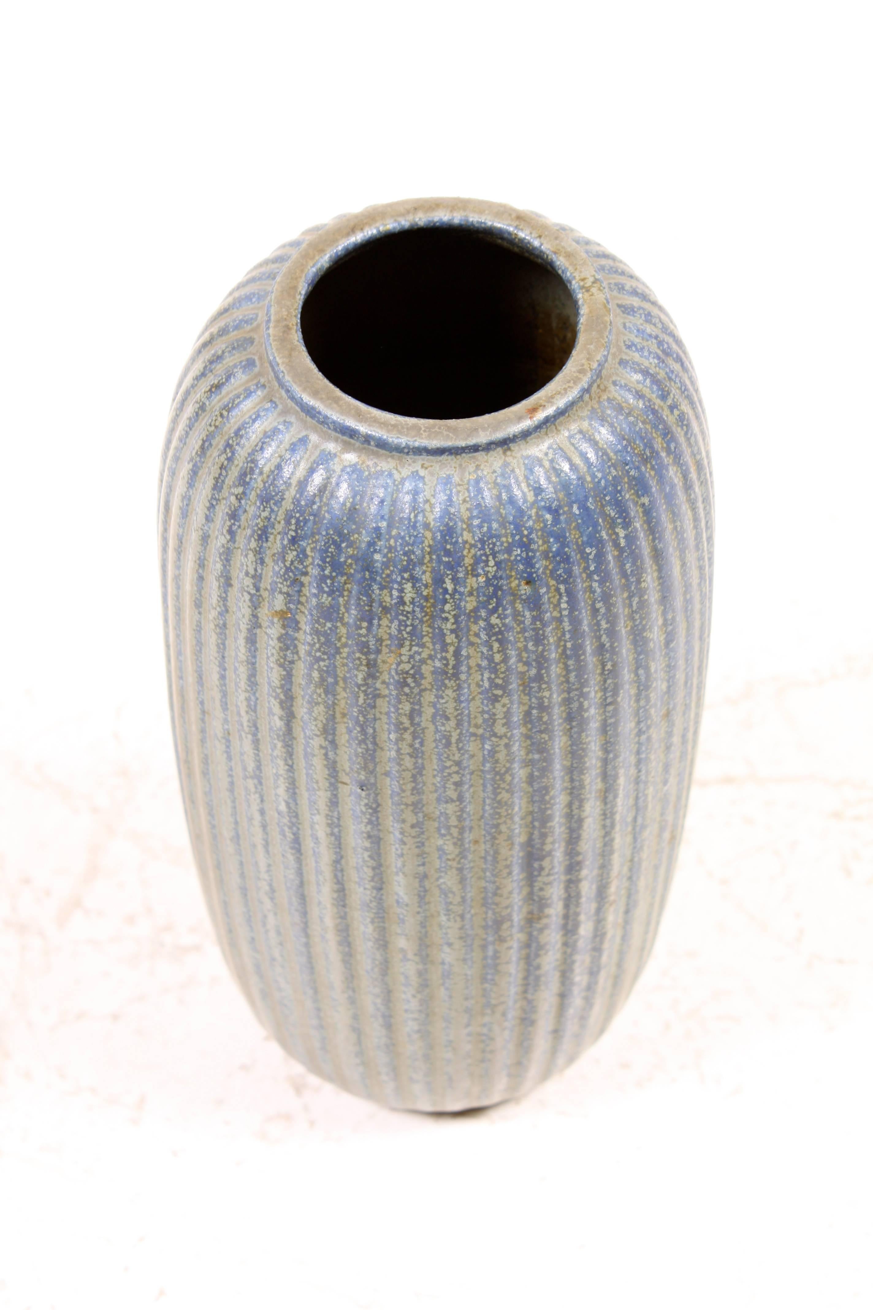 Stunning stoneware vase by Arne Bang made in Denmark in the 1940's Great original condition.