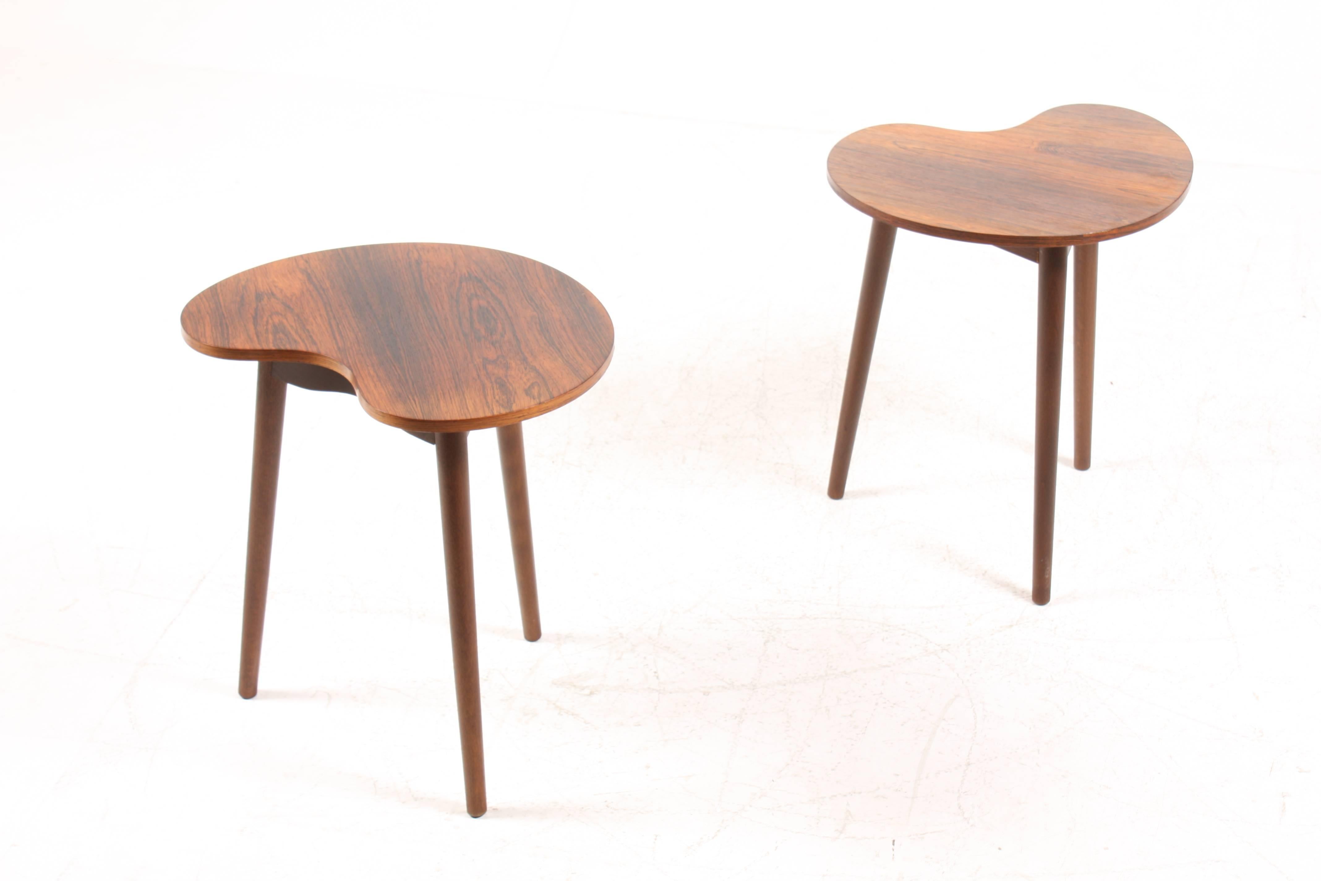 Danish Pair of 1950s End Tables in Rosewood