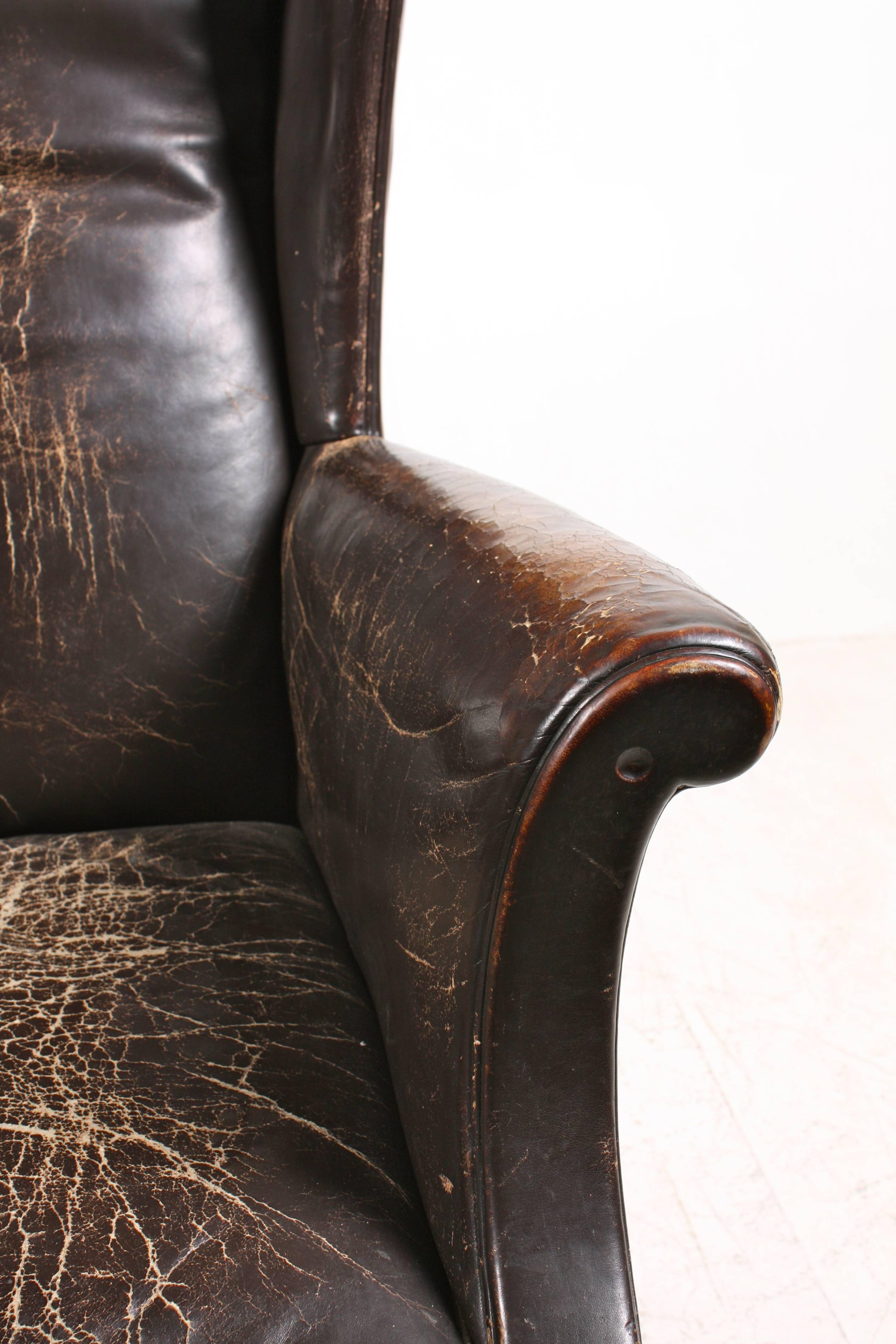 Decorative Wingback Chair In Distressed Condition In Lejre, DK