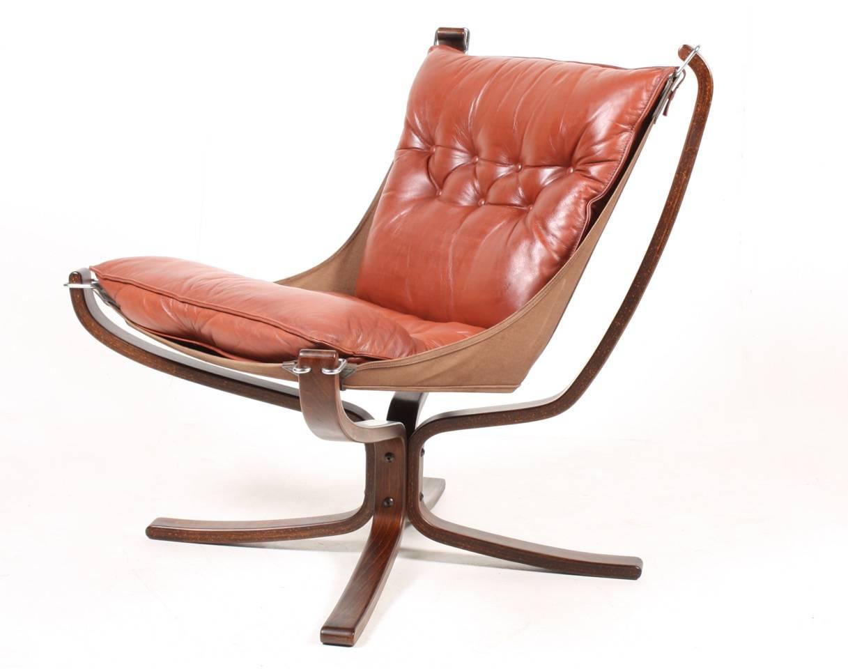 Norwegian Great Looking Falcon Chair in Red Leather