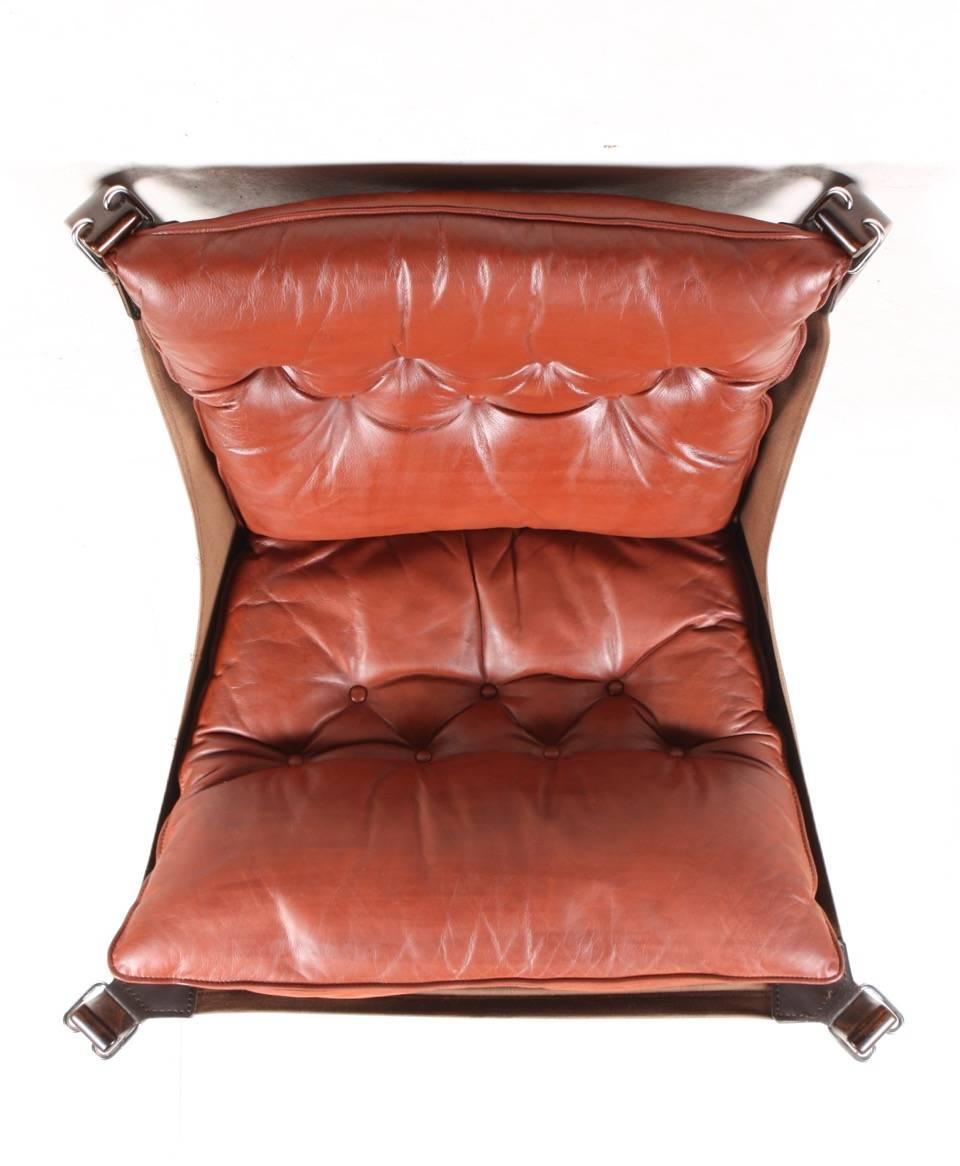 Great Looking Falcon Chair in Red Leather 1