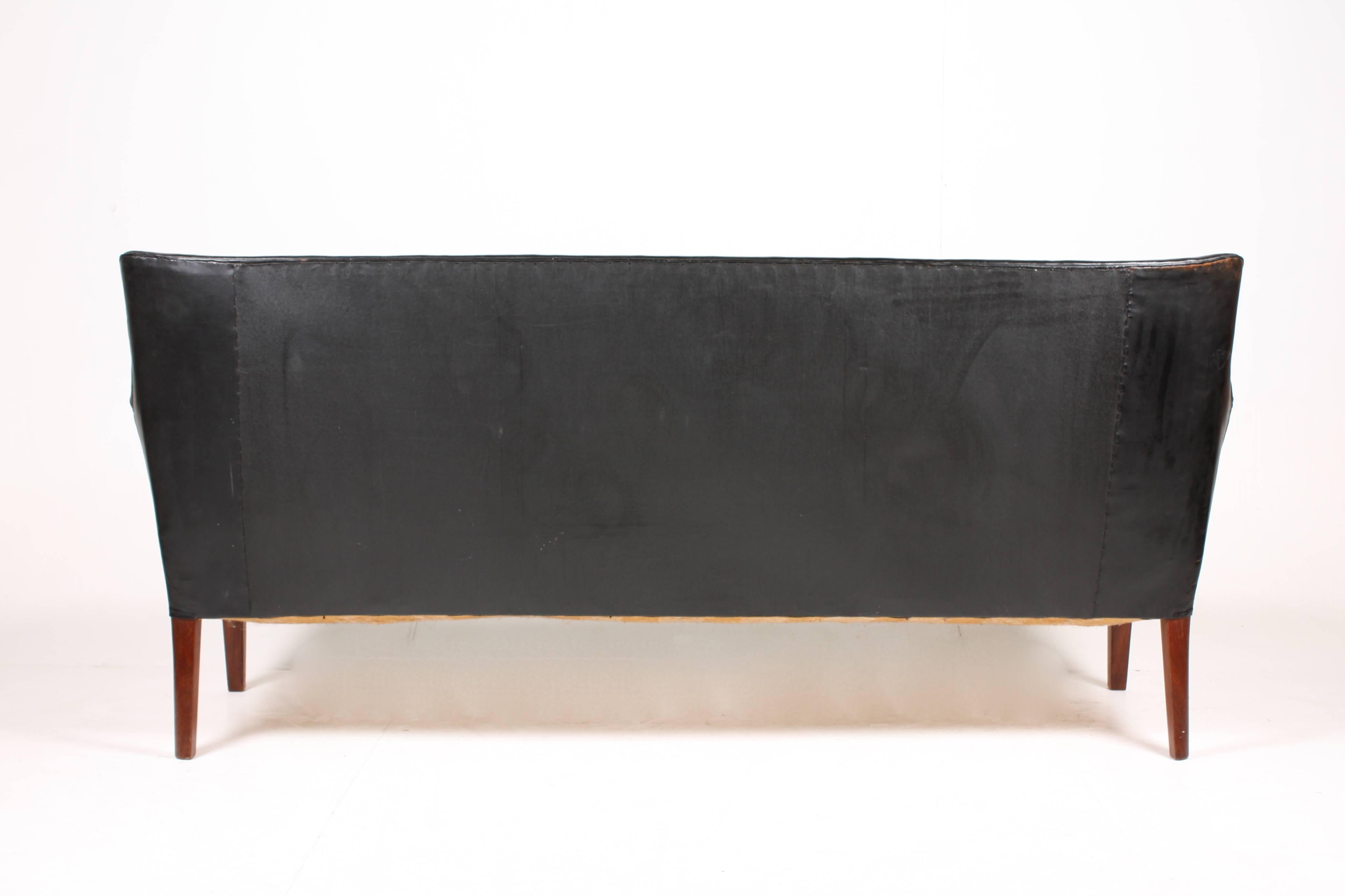 Mid-20th Century Sofa in Patinated Leather by Peter Hvidt
