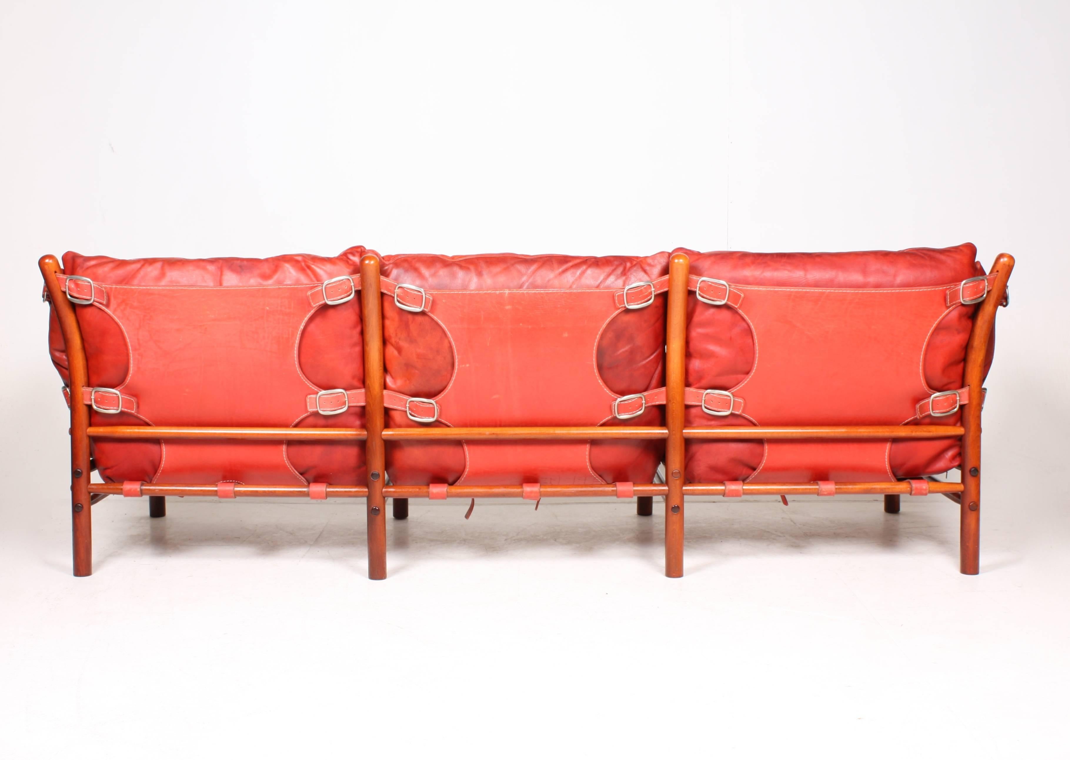 Brass Llona Sofa in Patinated Leather by Norell