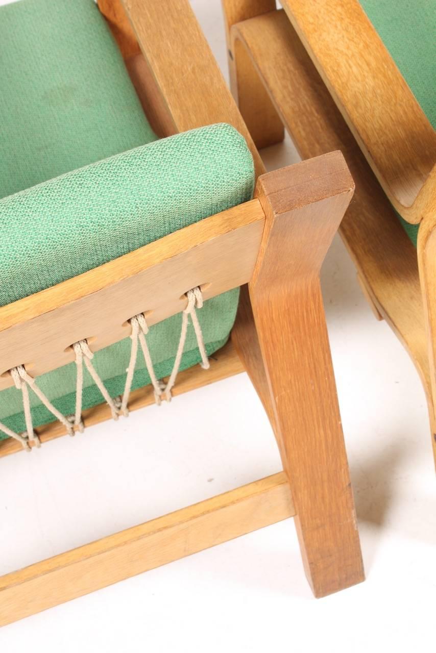 Danish Pair of Easy Chairs by Wegner