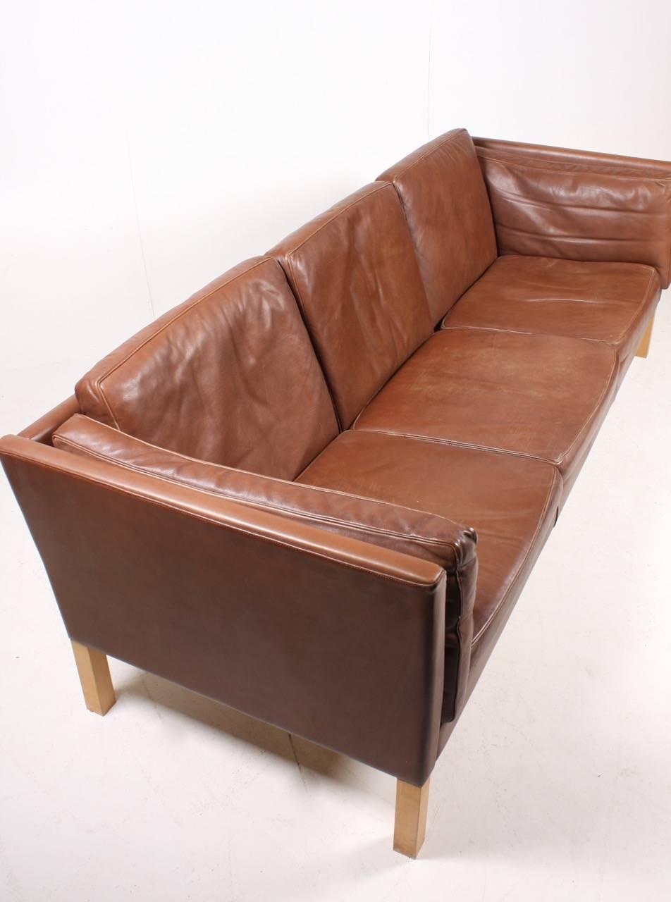 Mid-20th Century Ivan Schlechter Sofa in Patinated Leather