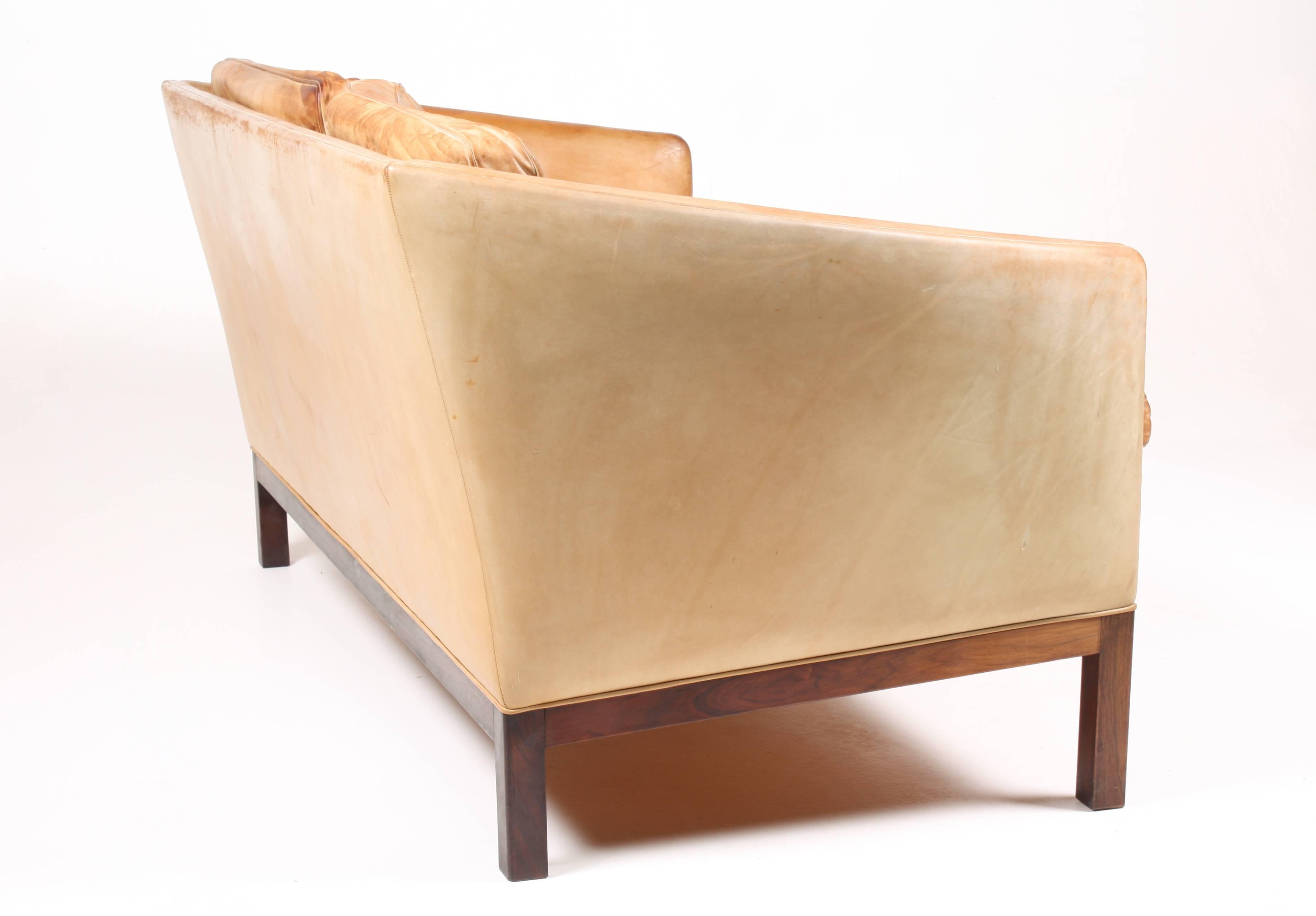 Mid-20th Century Sofa in Patinated Leather by Illum Wikkelsø