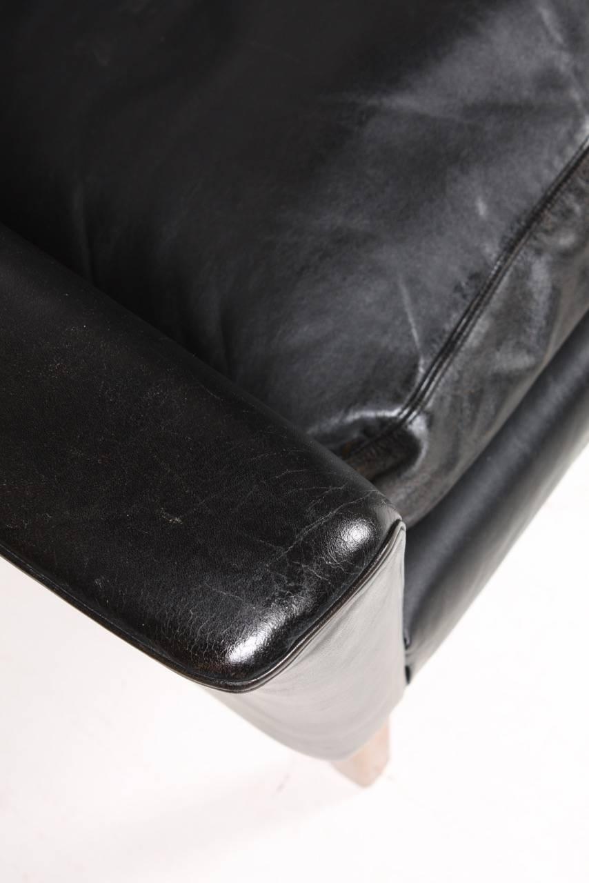 Scandinavian Modern Stunning Four-Seat Sofa in Leather