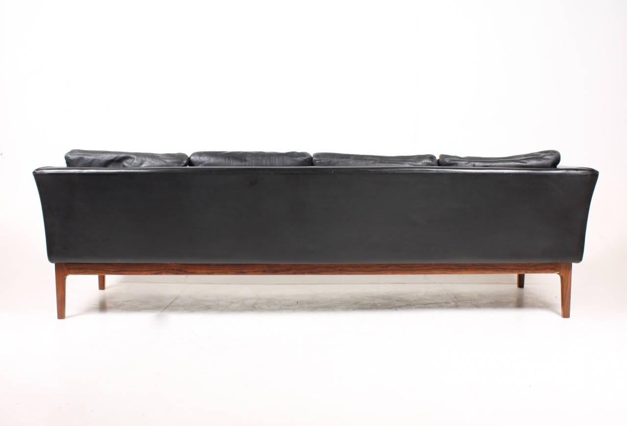 Mid-20th Century Stunning Four-Seat Sofa in Leather
