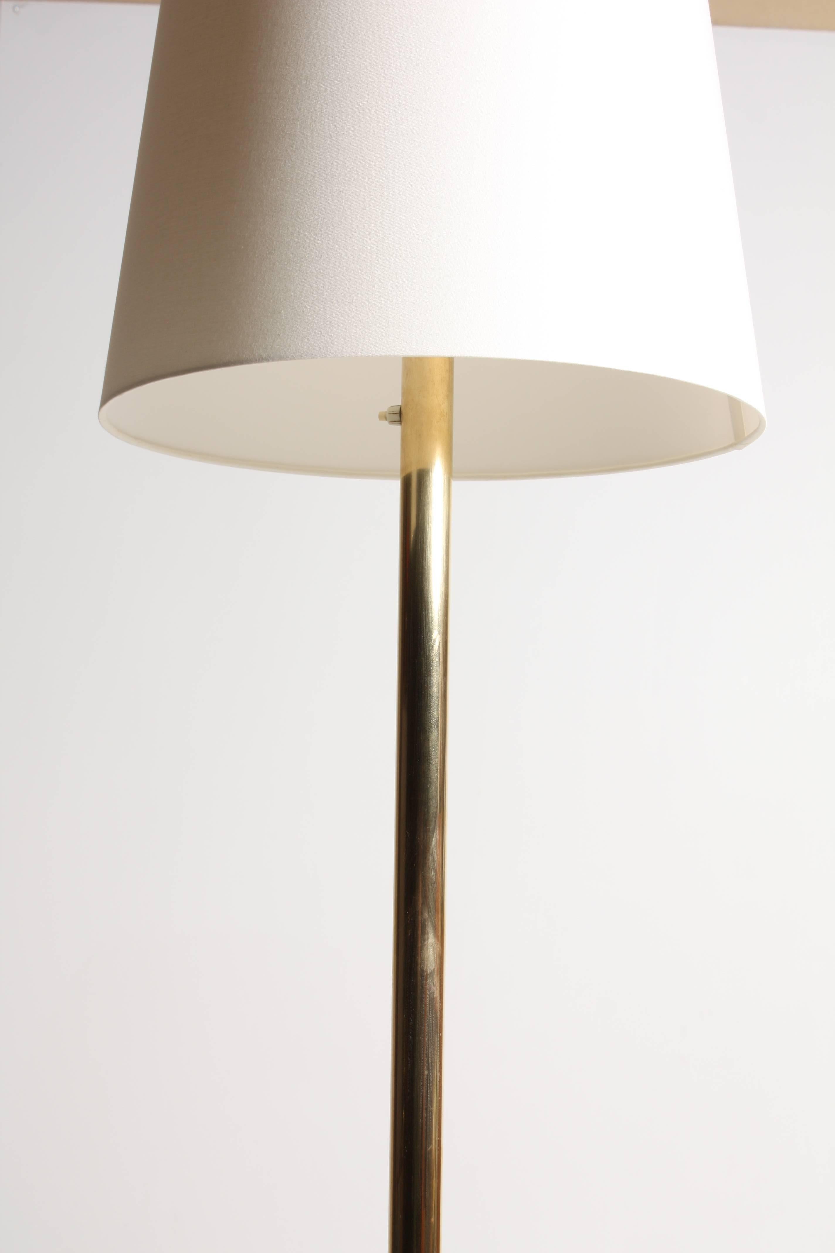 Mid-20th Century Danish Brass Floor Lamp from the 1940s