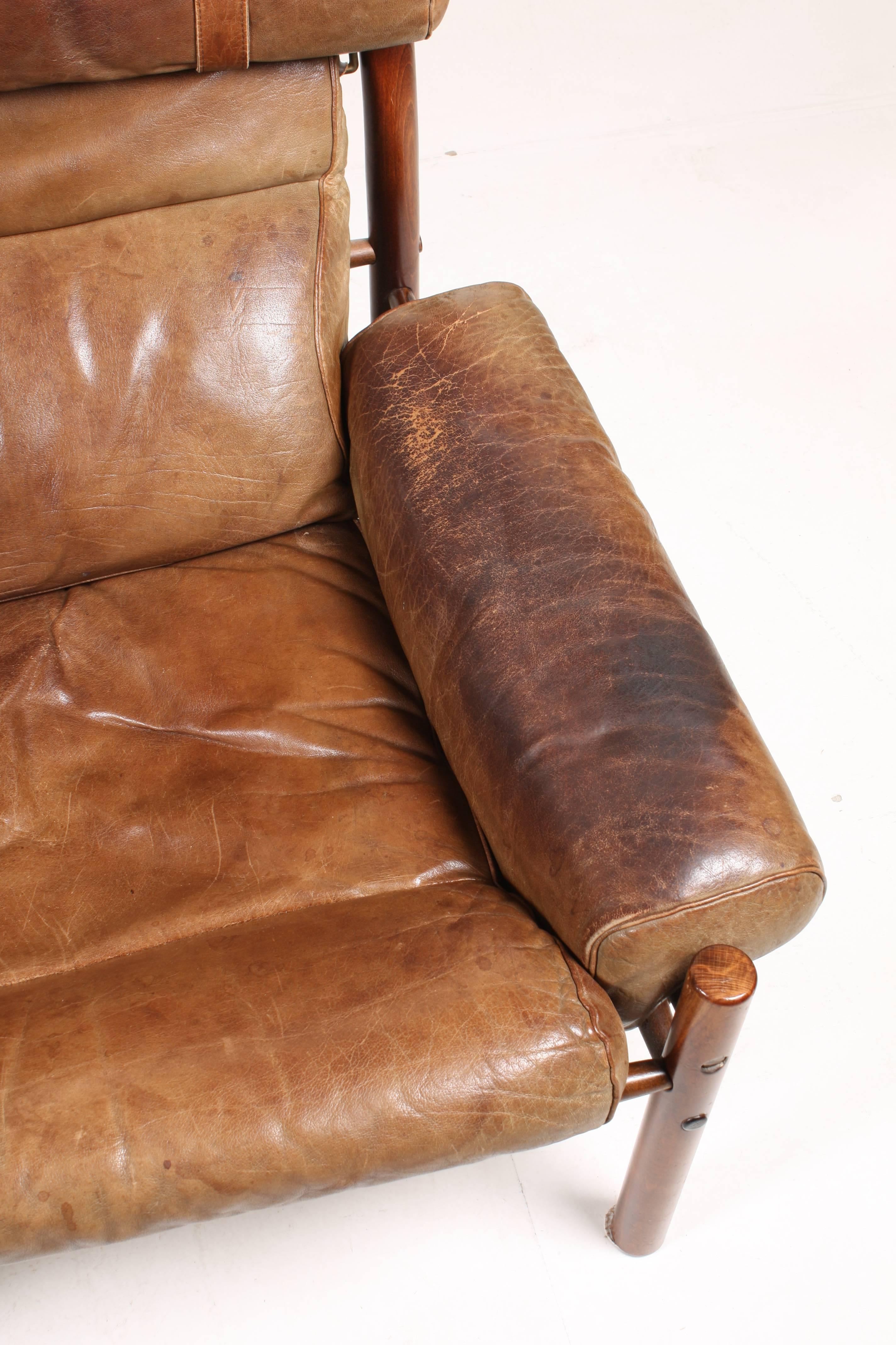 Leather Pair of Inca Lounge Chairs by Norell