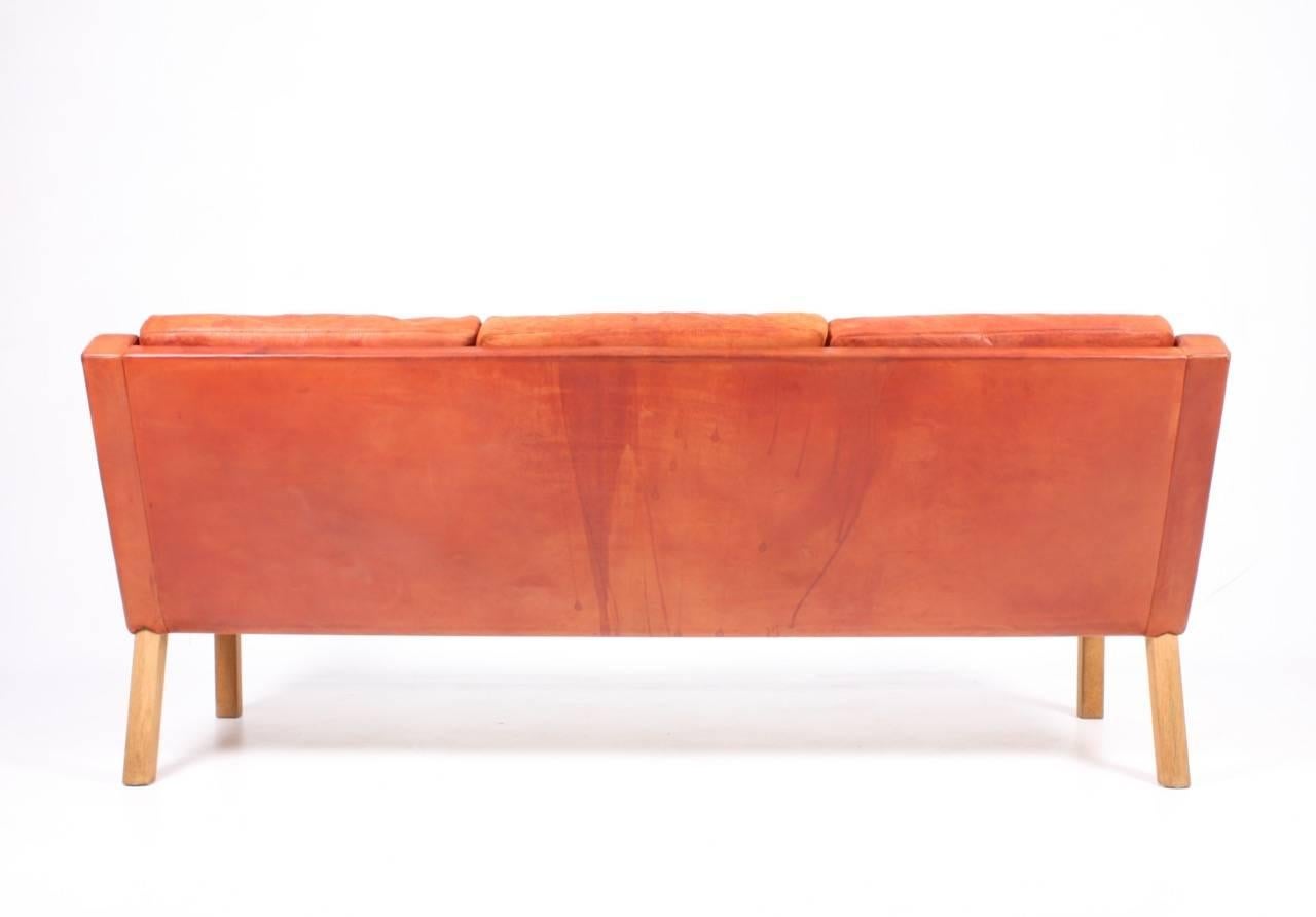 Mid-20th Century Sofa in Patinated Leather by Erik Jørgensen