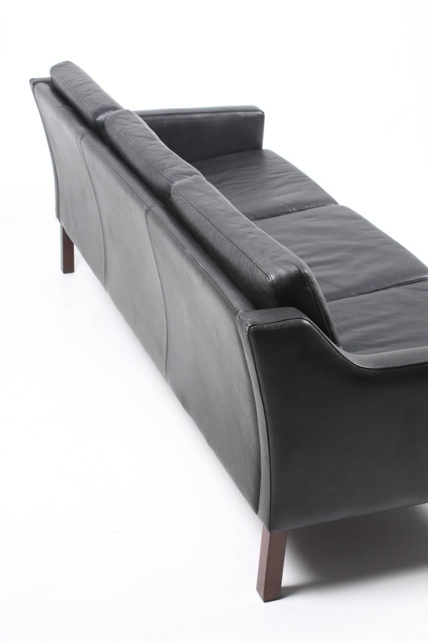 Danish Three-Seat Leather Sofa 1