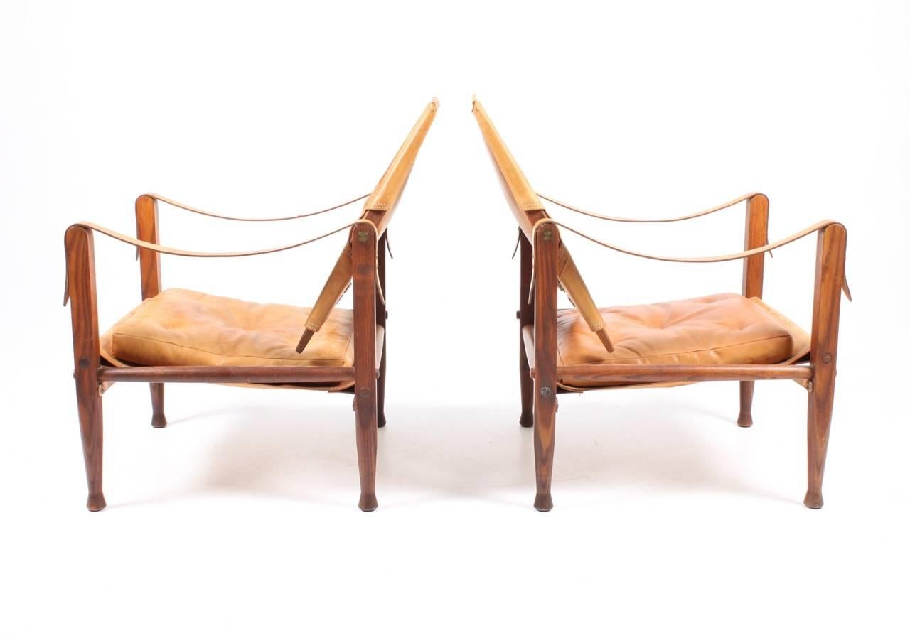 Danish Pair of Pristine Safari Chairs by Klint