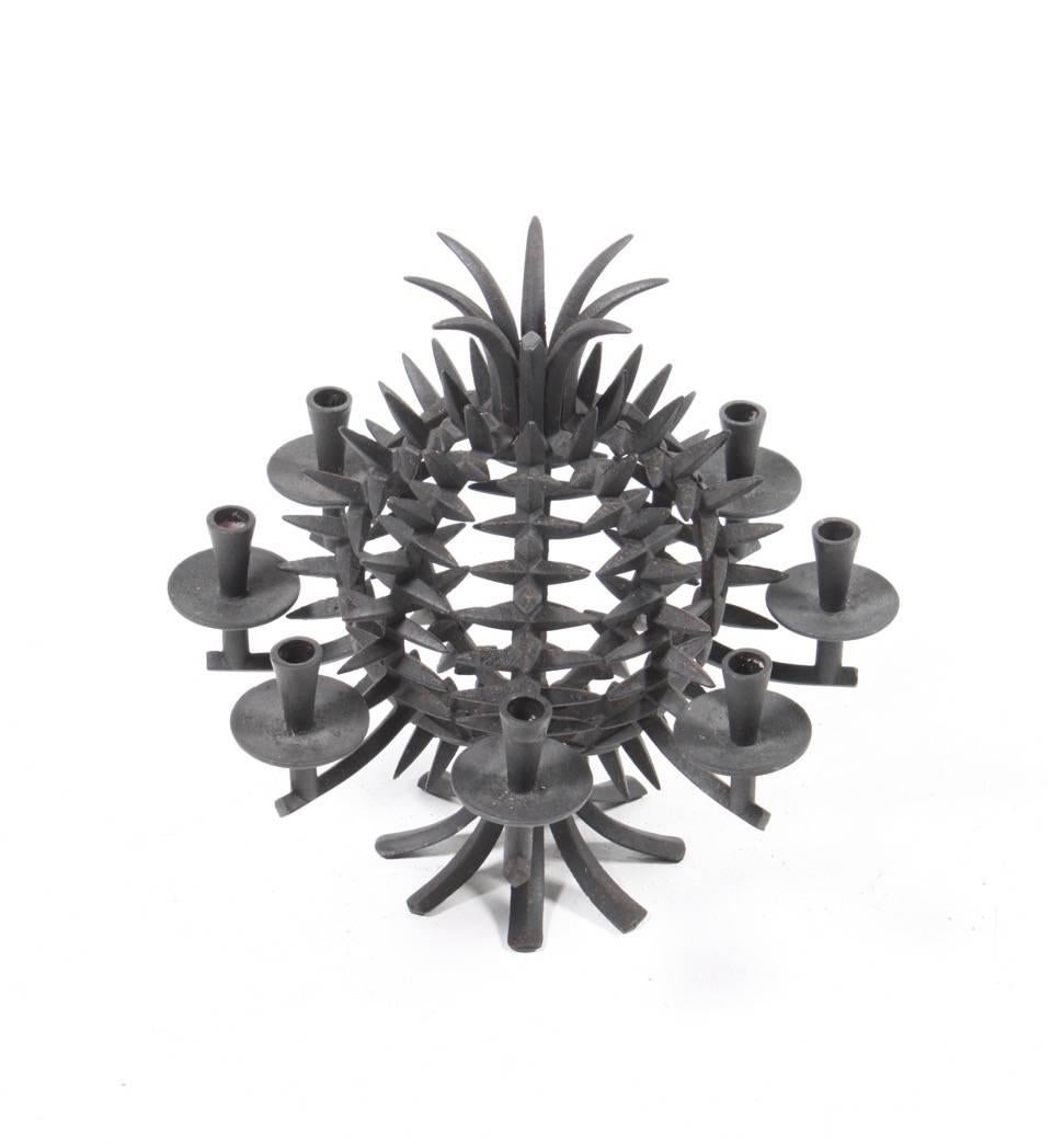 JHQ - Dansk designs pineapple candelabra in darkened black metal, holds nine candles. Designed by Jens Harald Quistgaard in 1960s. Great original condition.