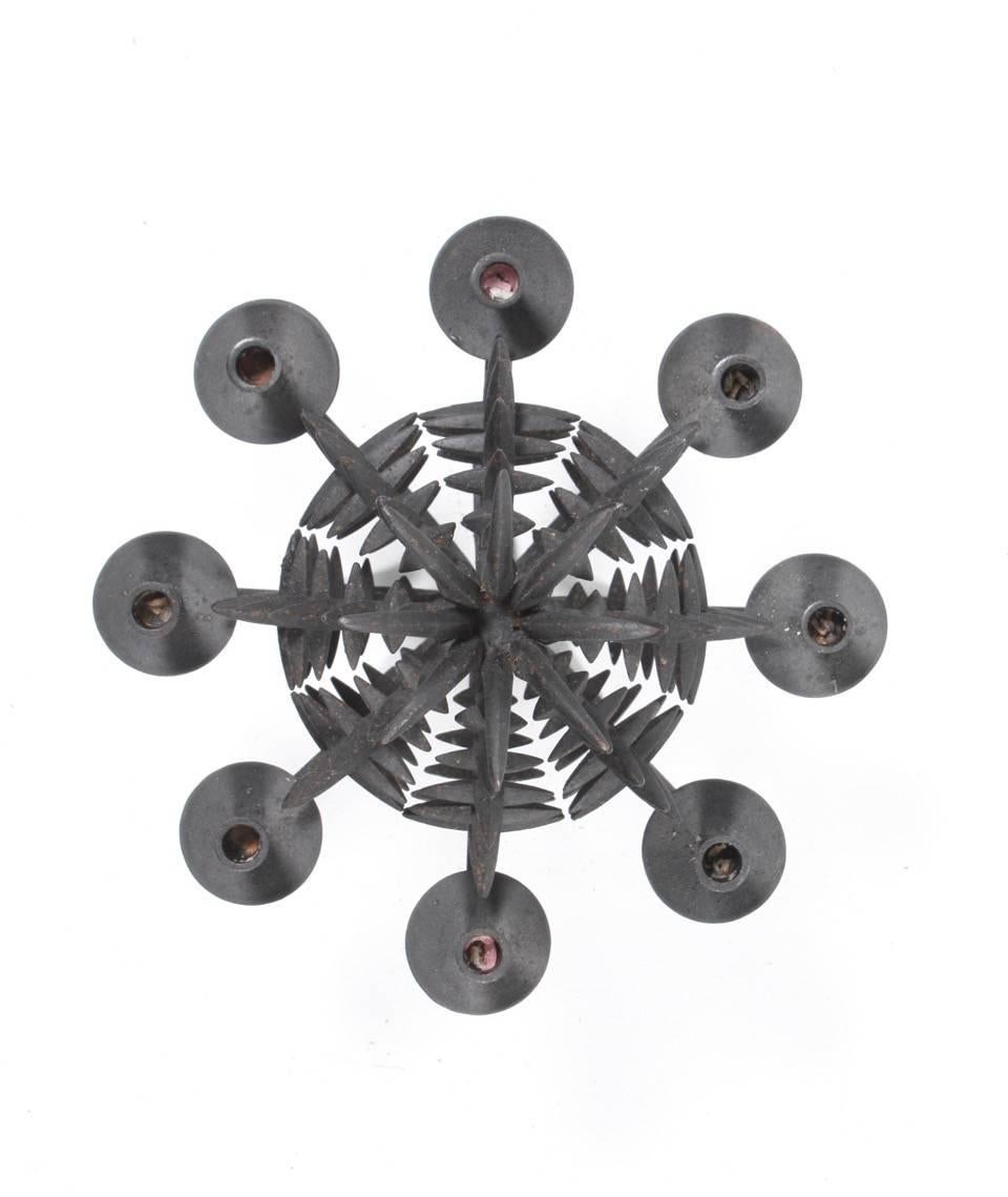 Danish Wrought Iron Pineapple Candleholder by JHQ For Sale