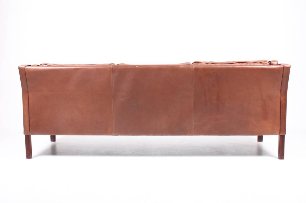 Danish Leather Sofa by Mogens Hansen 1