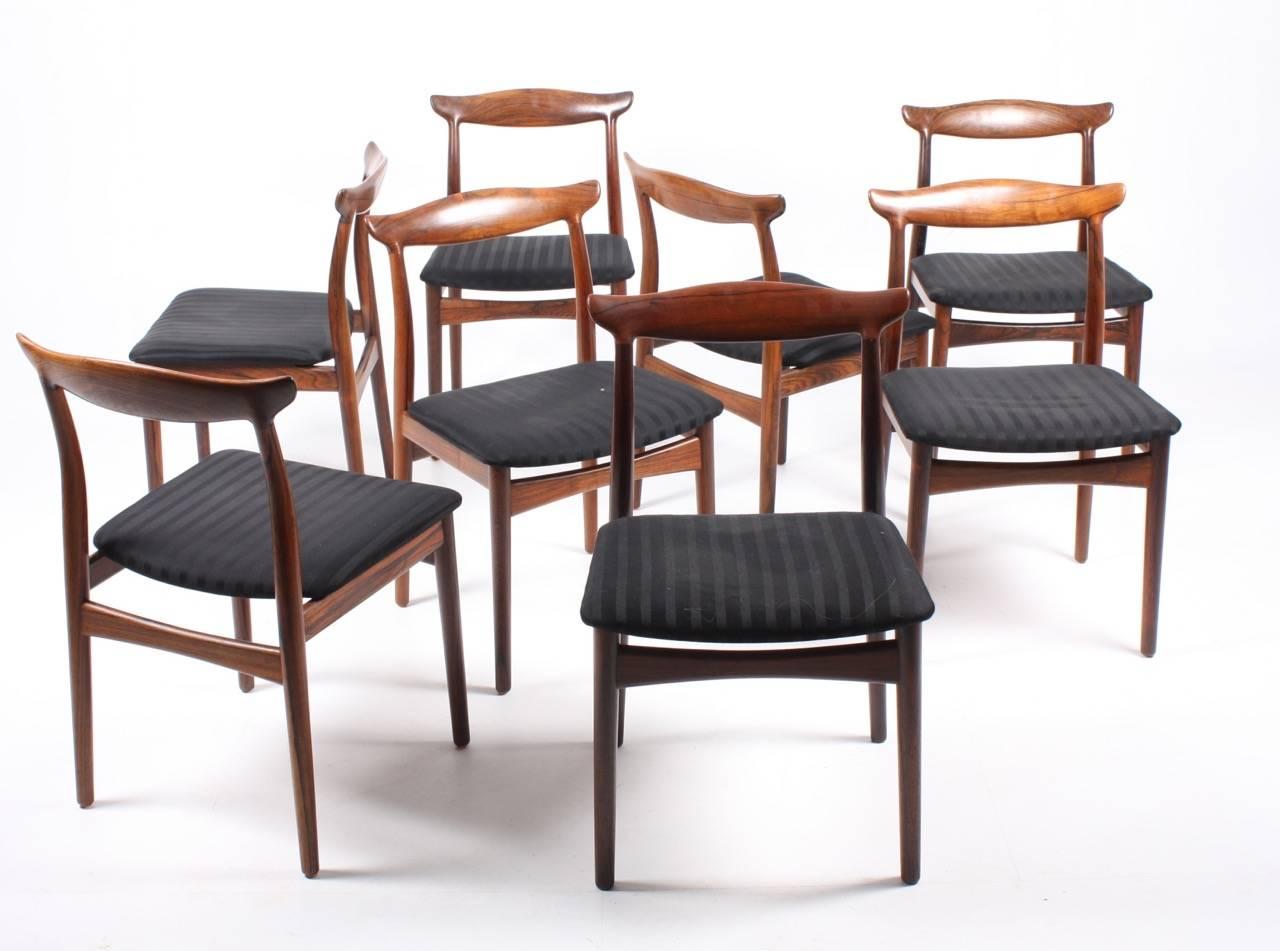Set of Eight Elegant Dining Chairs in Rosewood by Erik Wørts 2
