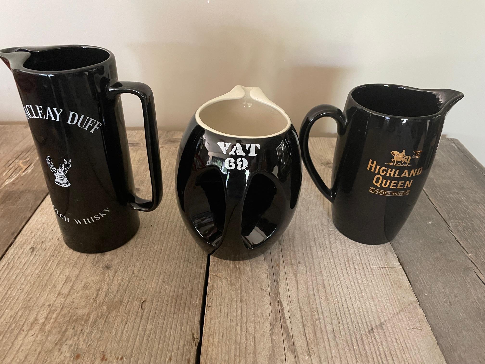 Mid-20th Century Highland Queen, Vat 69 and Macleay Duff water pitchers For Sale