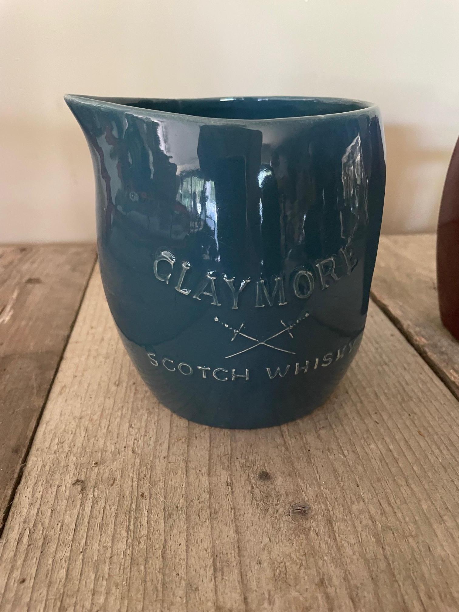 Mid-Century Modern Glaymore and Johnnie Walker earthenware water pitcher For Sale
