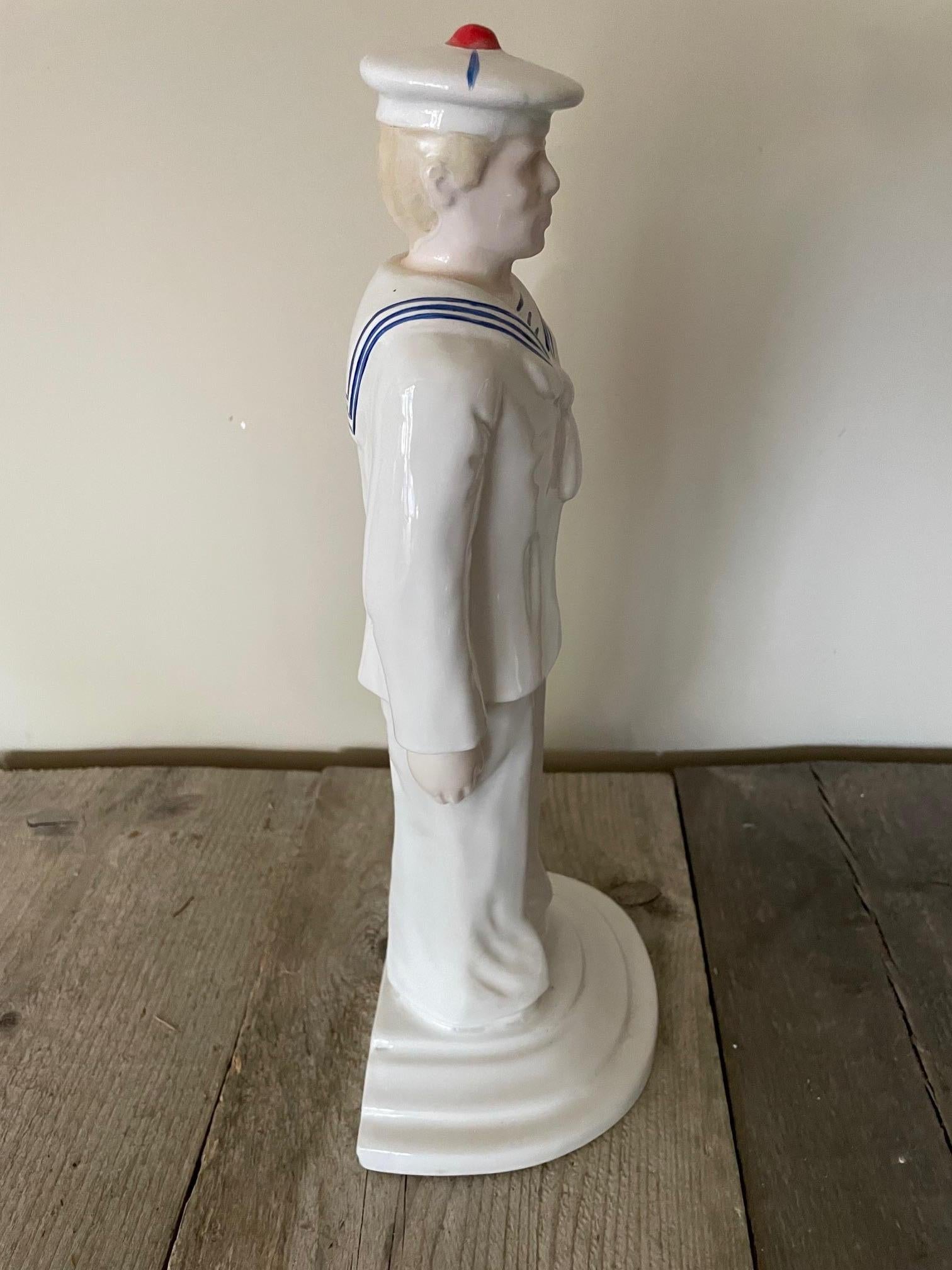 Art Deco Statuette of a sailor in faience For Sale